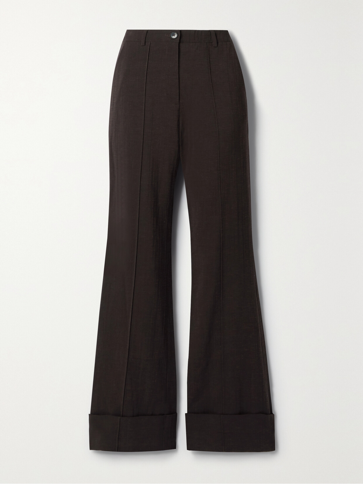 Co Woven Straight-leg Trousers In Dark Brown