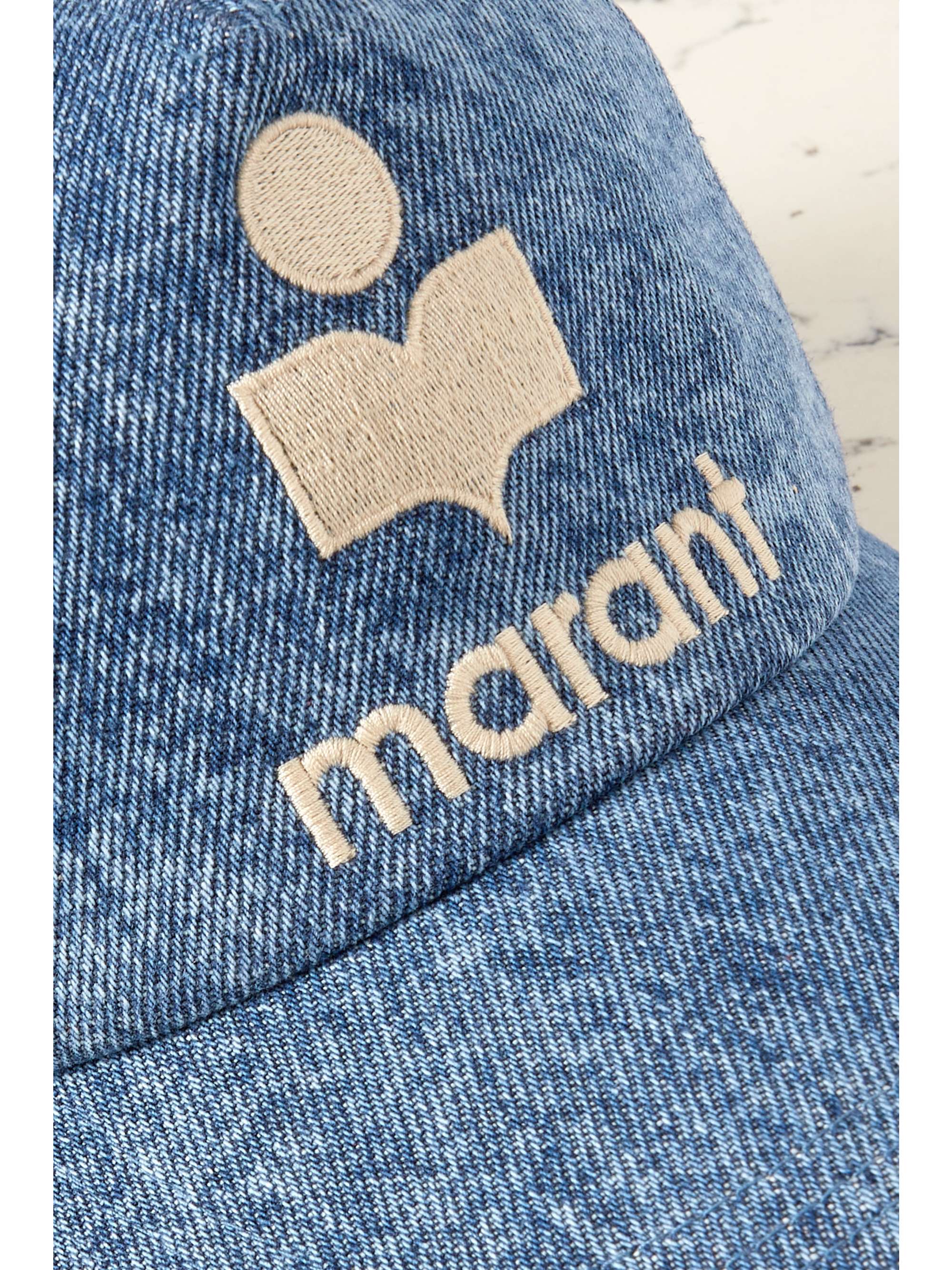 ISABEL MARANT Tyron embroidered acid-wash denim cap
