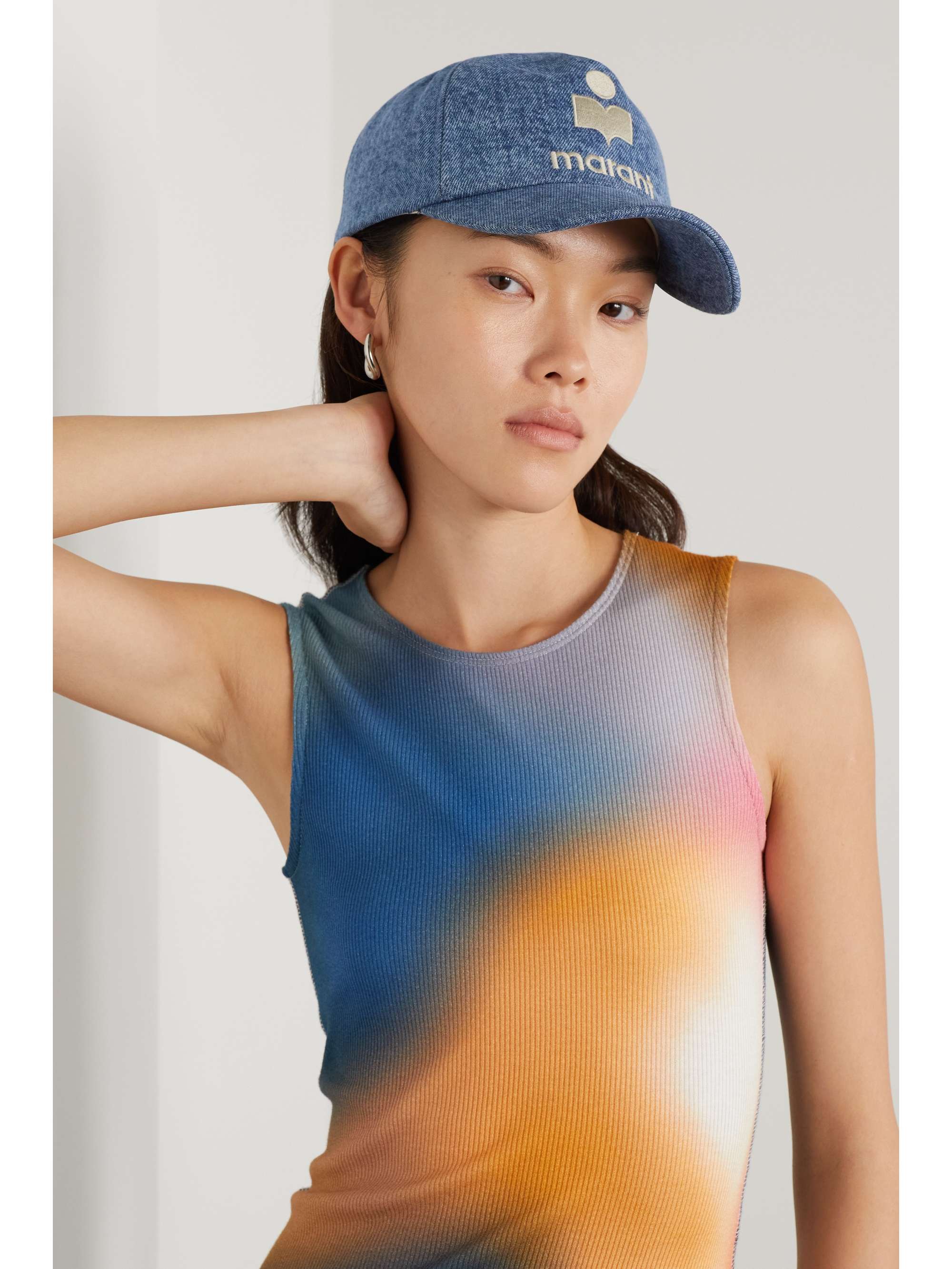 ISABEL MARANT Tyron embroidered acid-wash denim cap