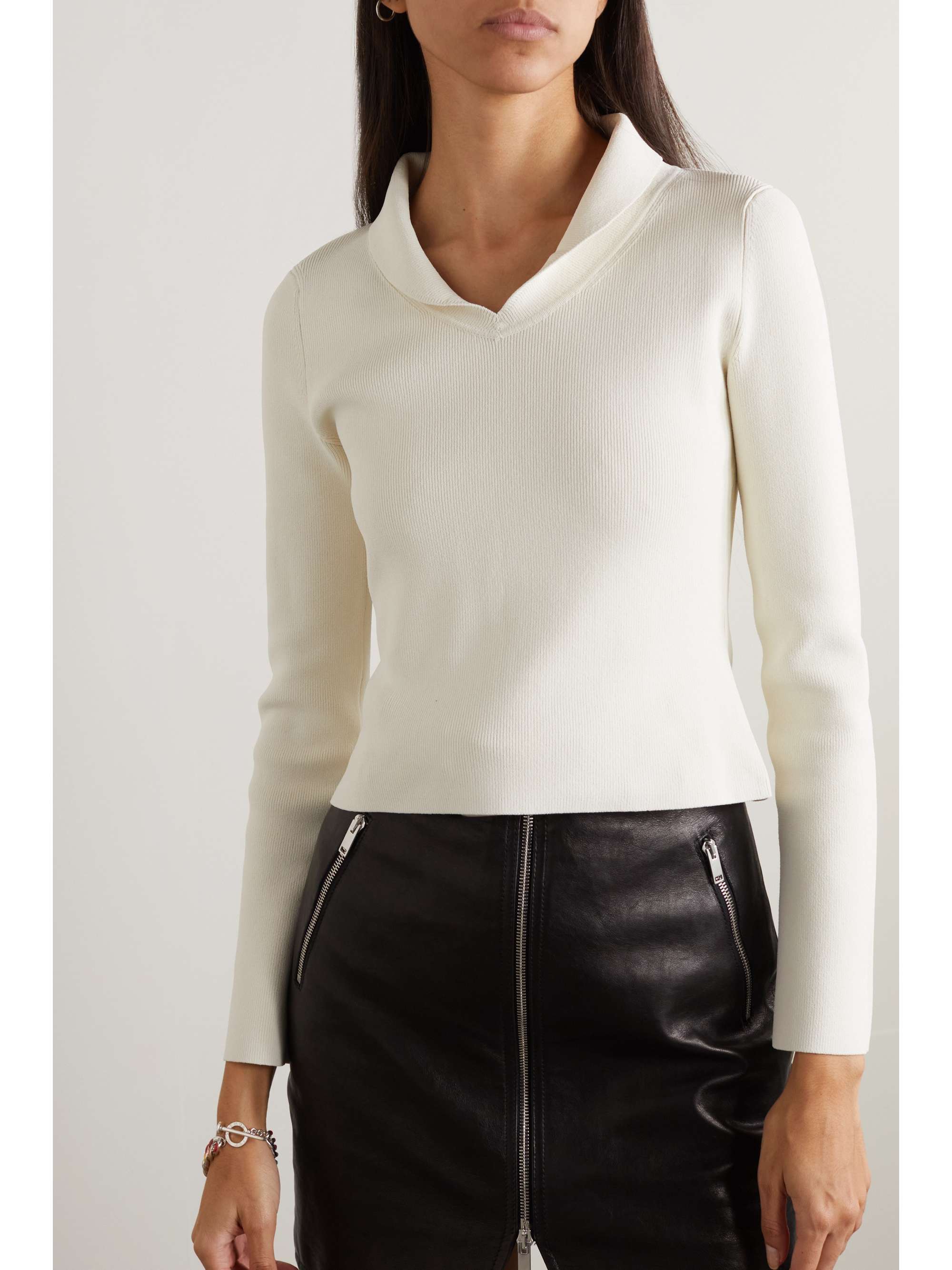 KHAITE Kleo striped stretch-knit sweater