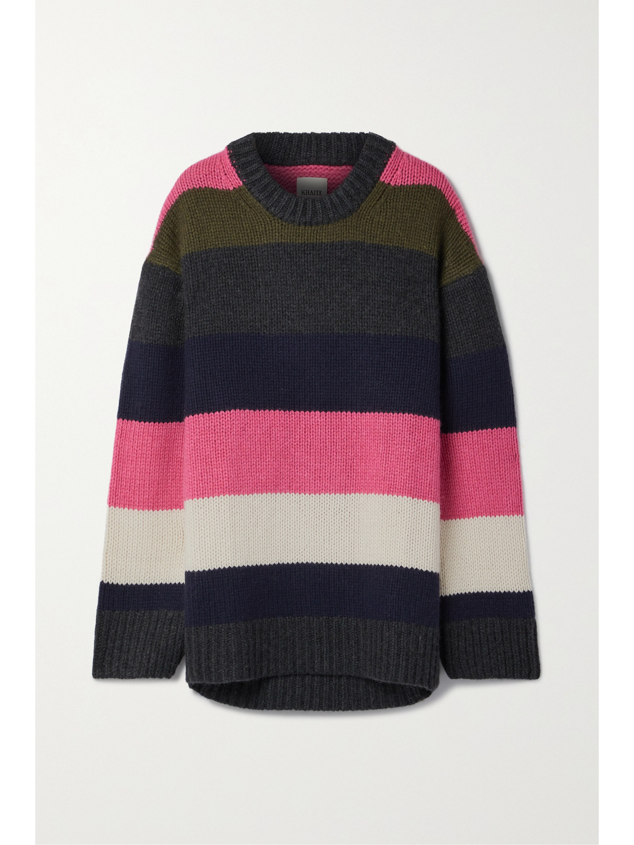 KHAITE JADE OVERSIZED STRIPED CASHMERE SWEATER