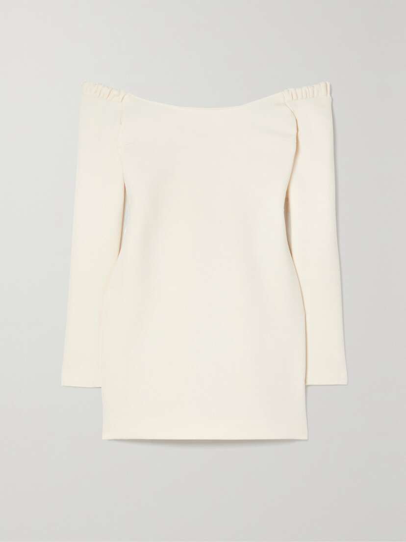 Khaite Octavia Off-the-shoulder Wool-crepe Mini Dress