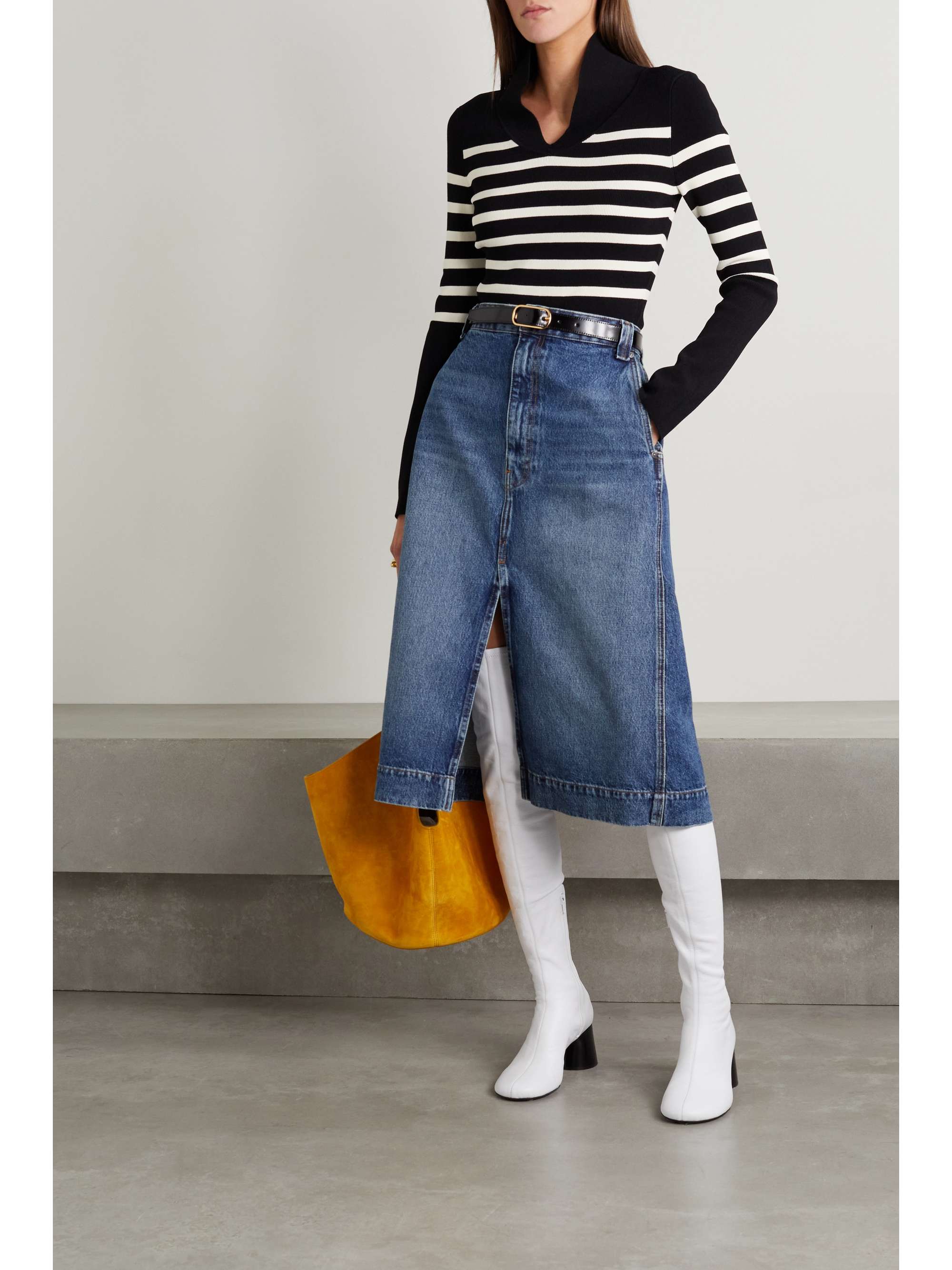 KHAITE Kleo striped stretchknit sweater NETAPORTER