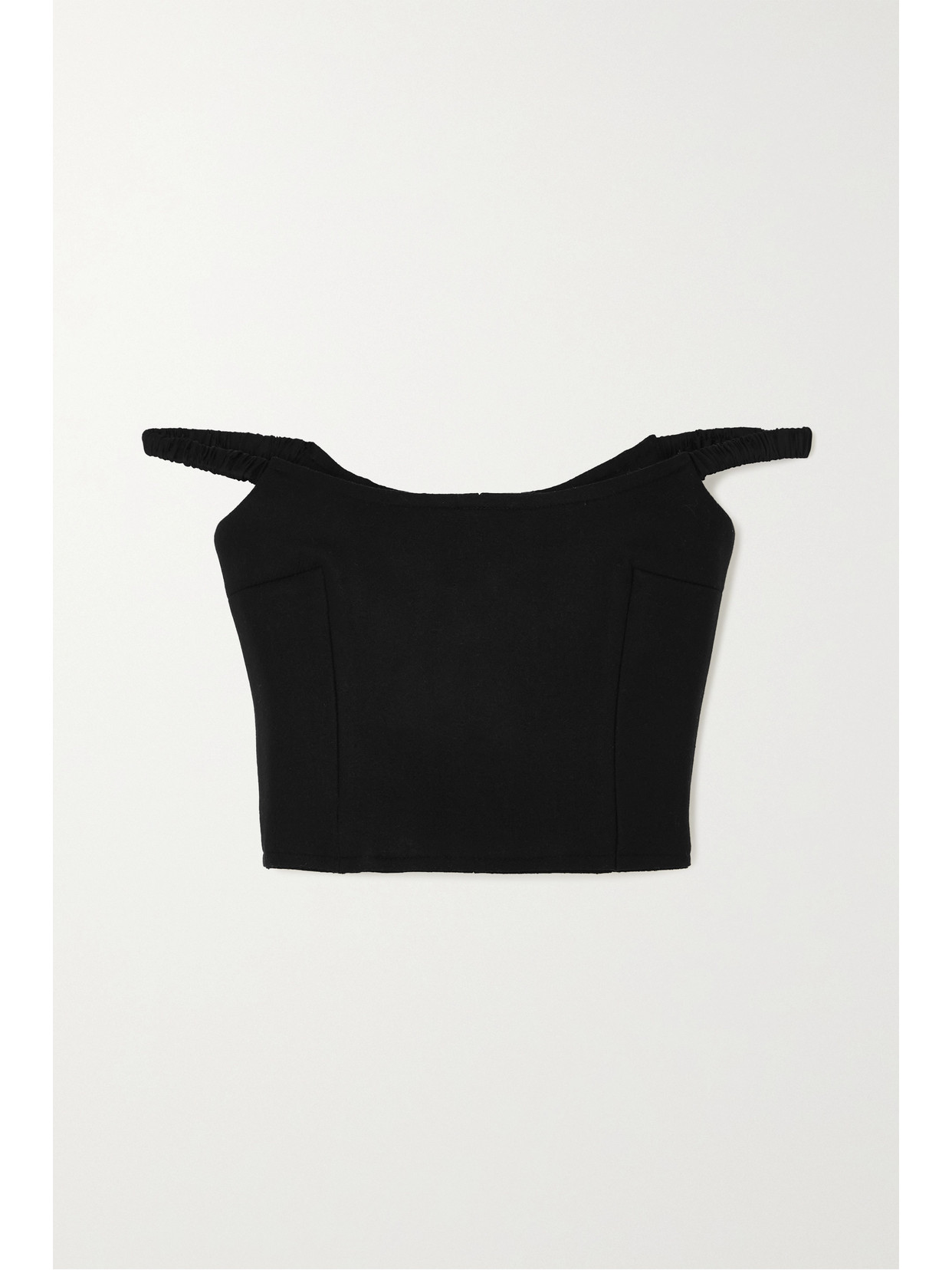 Shop Khaite Audra Off-the-shoulder Wool-blend Top In Black