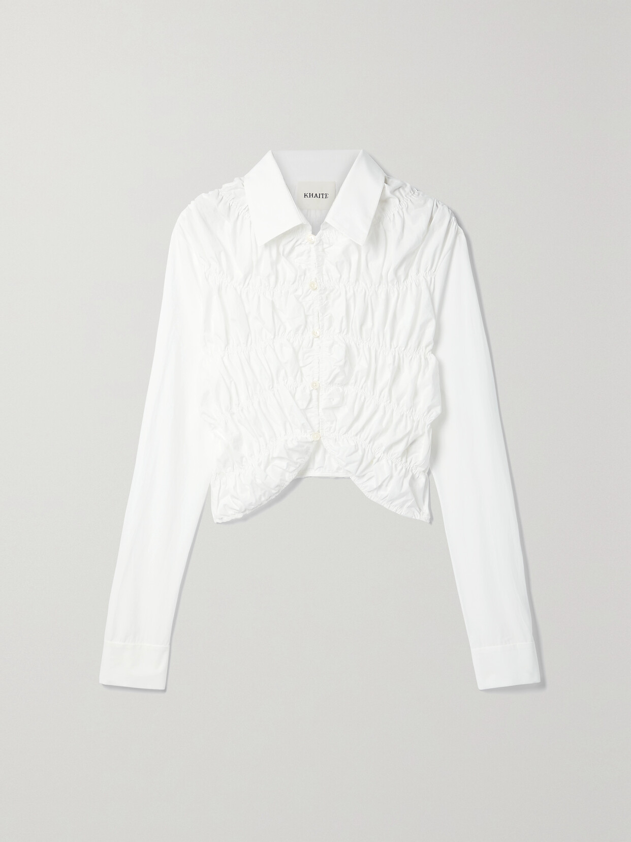 Khaite - Brena Ruched Cotton-poplin Shirt - White