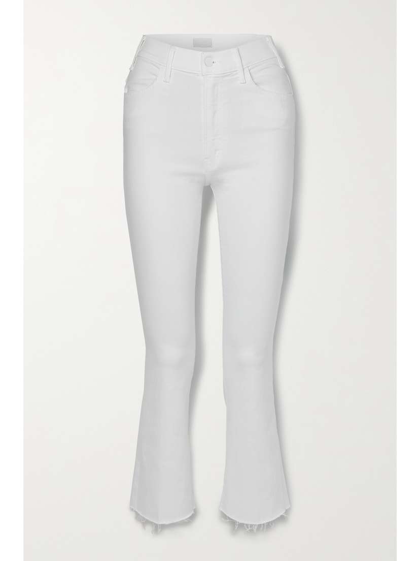 Mother The Hustler Cropped Frayed High-rise Flared Jeans