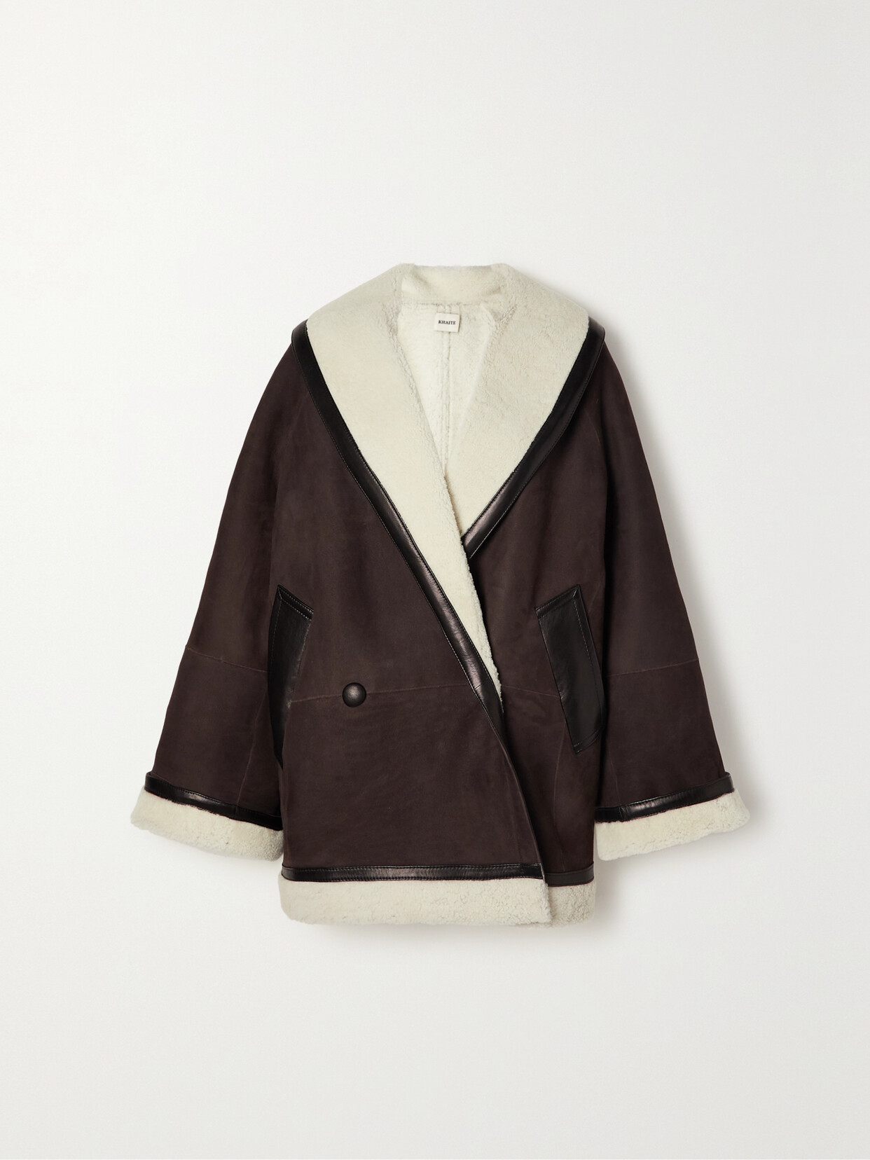 Khaite Layton Leather-trimmed Shearling Coat