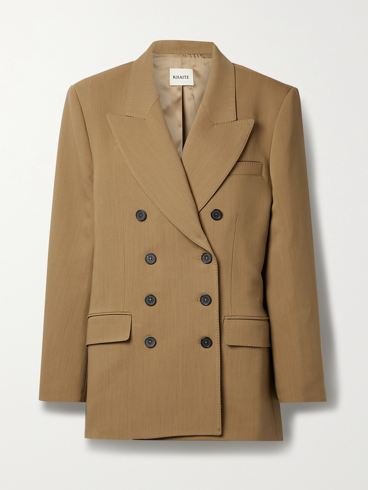 Khaite Tanner Double-breasted Wool-blend Blazer In Neutrals