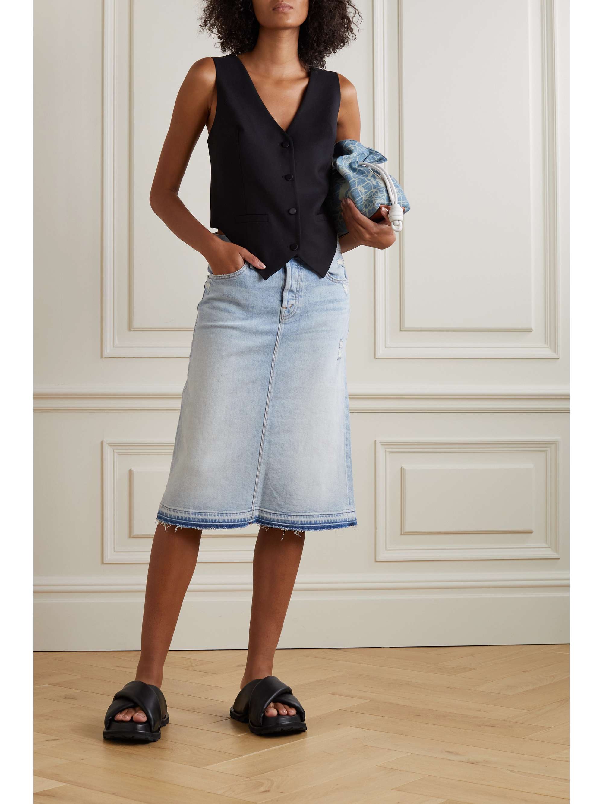 Light denim Vagabond distressed midi 