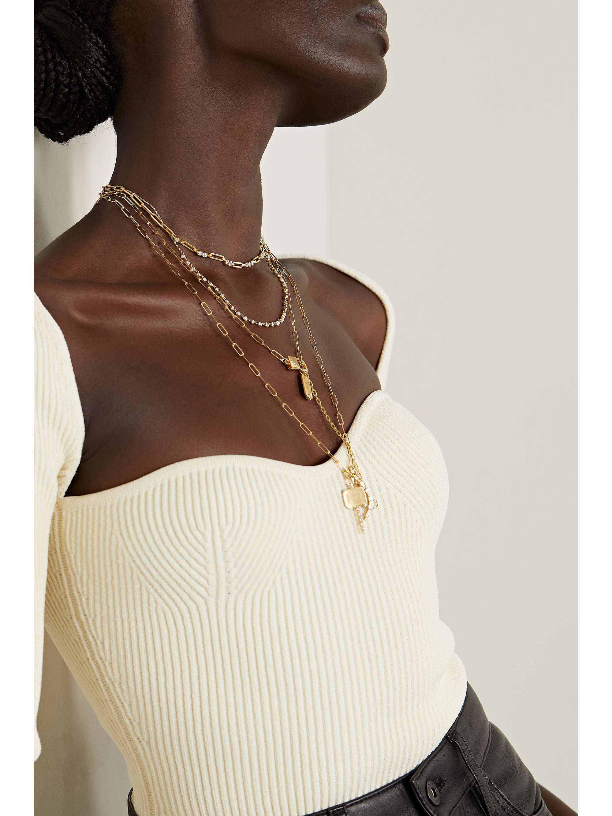 JADE TRAU Small Maverick Riviera Kette aus 18 Karat Gold mit Diamanten