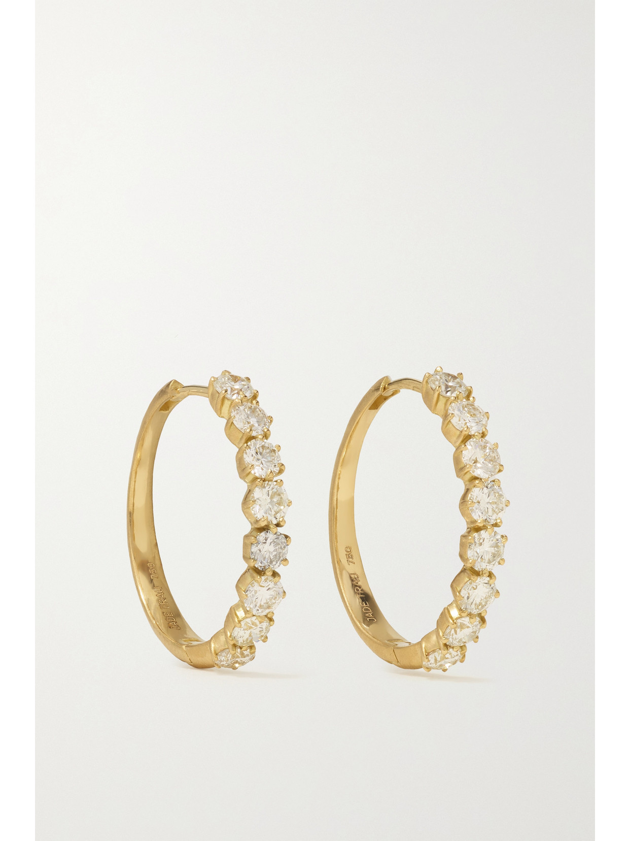 JADE TRAU CATHERINE ETERNITY 18-KARAT GOLD DIAMOND HOOP EARRINGS