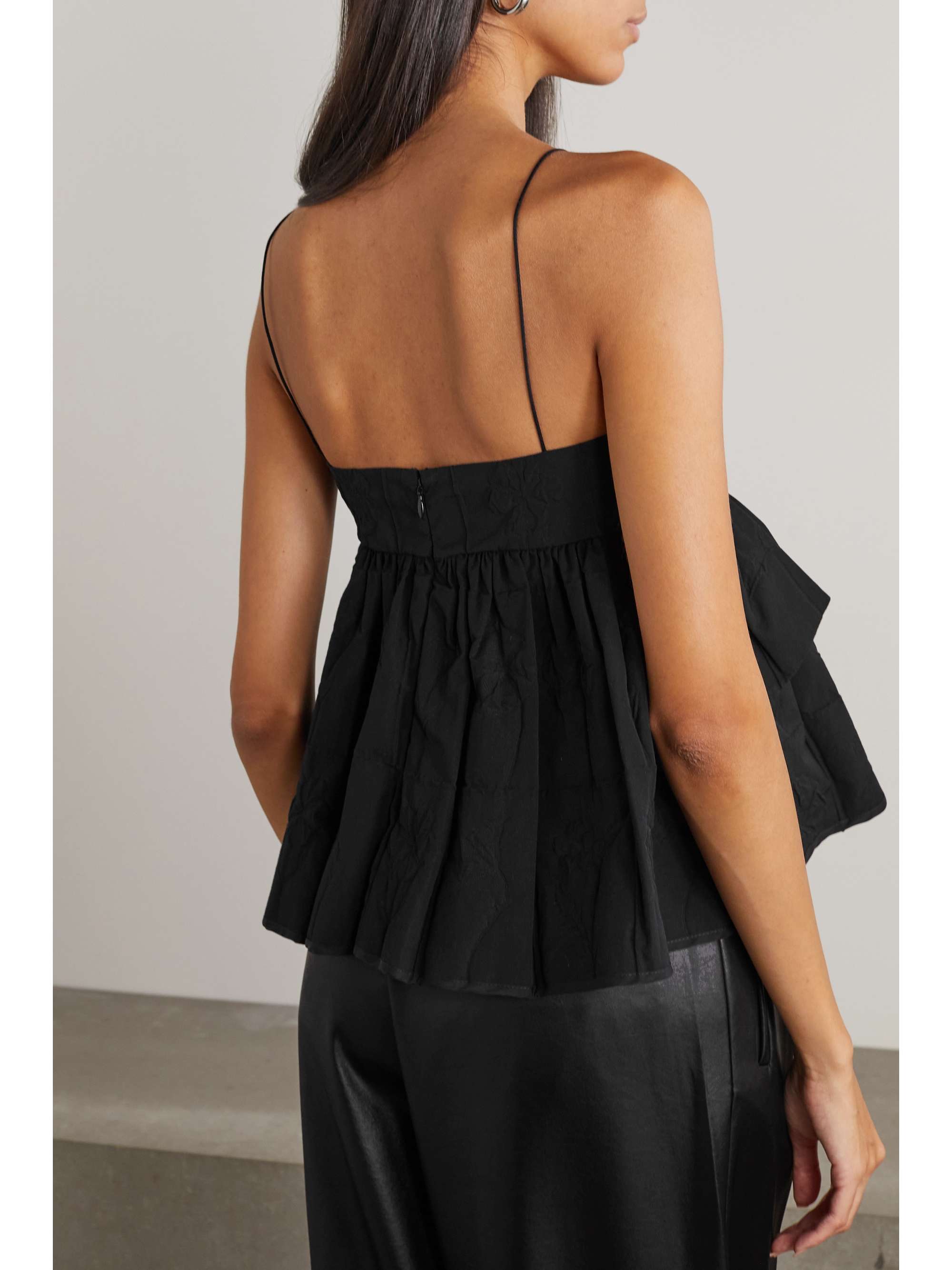 CECILIE BAHNSEN Debra ruffled cotton-blend cloqué peplum camisole