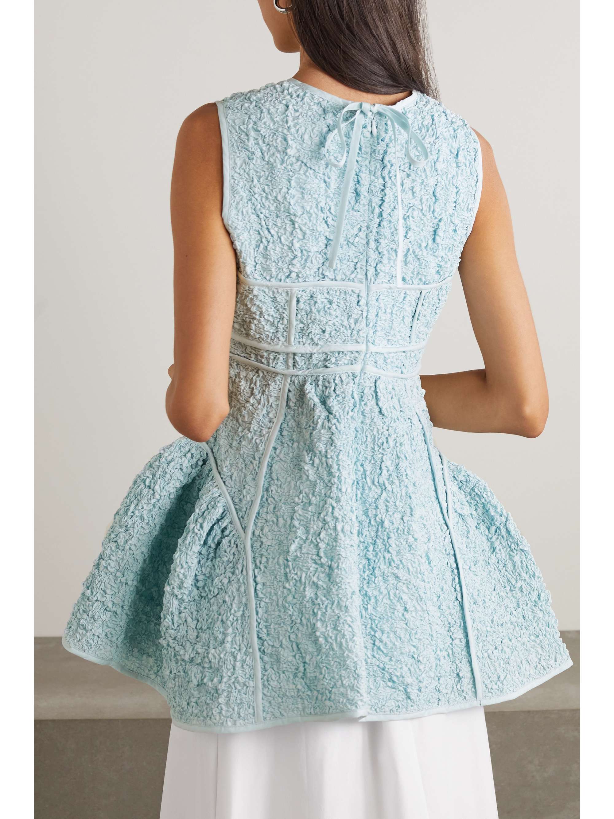 CECILIE BAHNSEN Loretta smocked cotton-blend peplum top