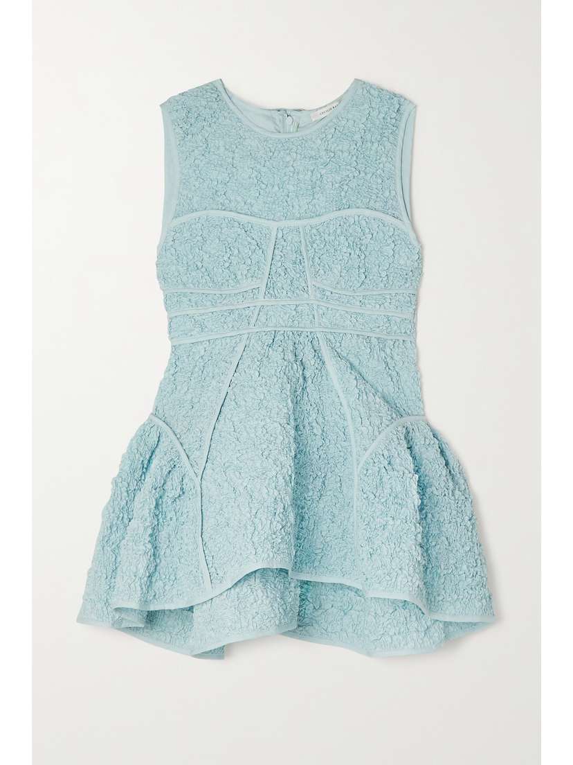 Cecilie Bahnsen Loretta Smocked Cotton-blend Peplum Top