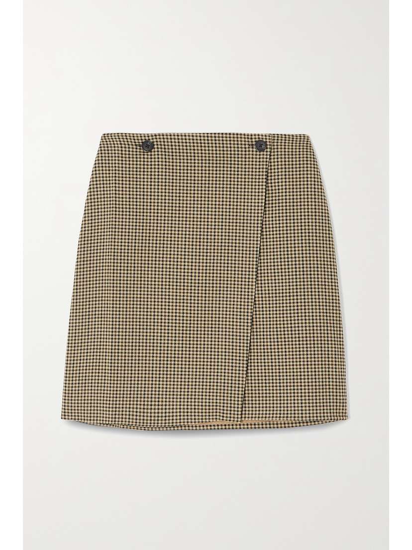 HOLZWEILER Erina Checked Woven Mini Wrap Skirt