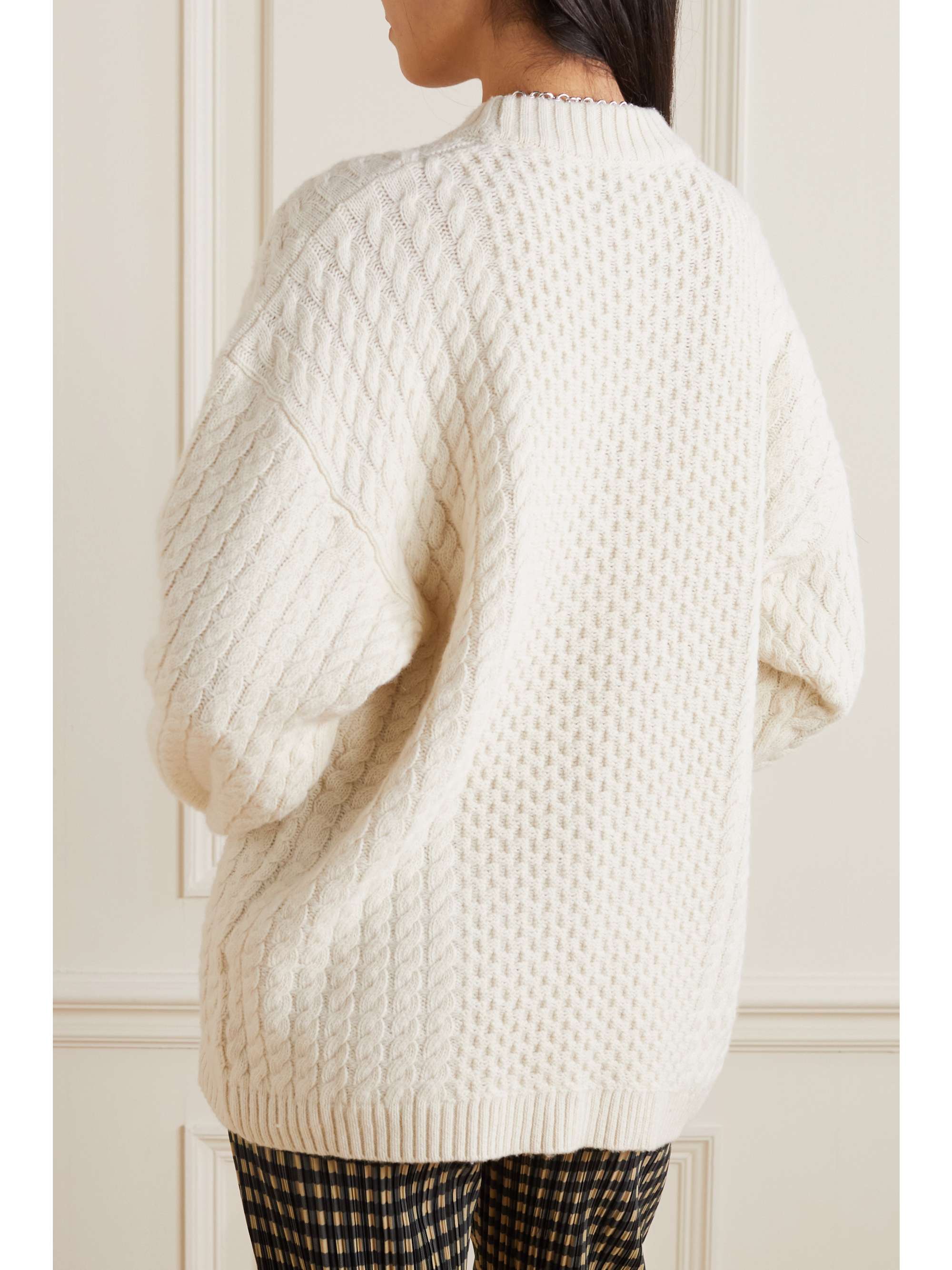 Ecru Deja cable-knit wool-blend sweater 