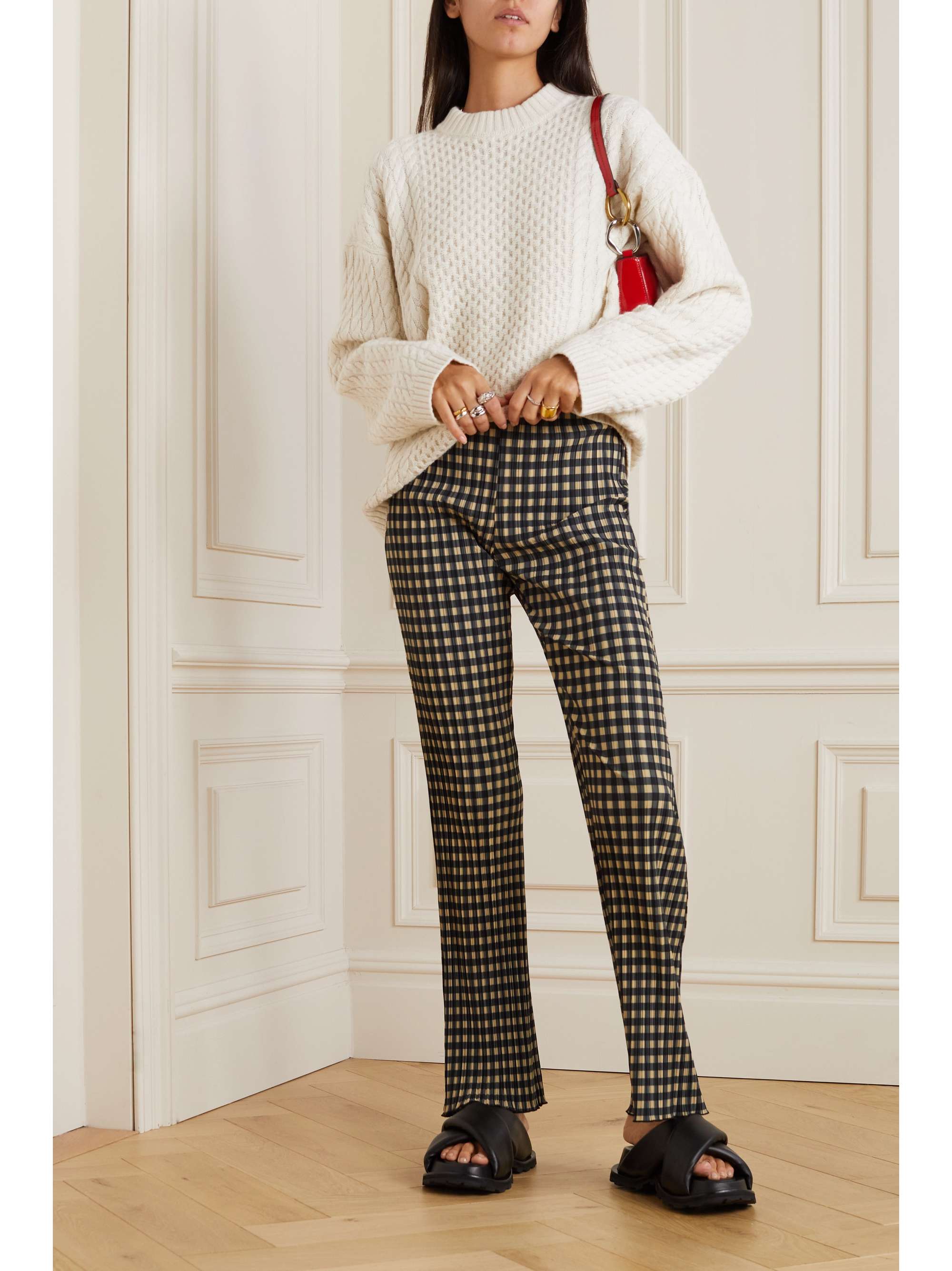 Ecru Deja cable-knit wool-blend sweater 