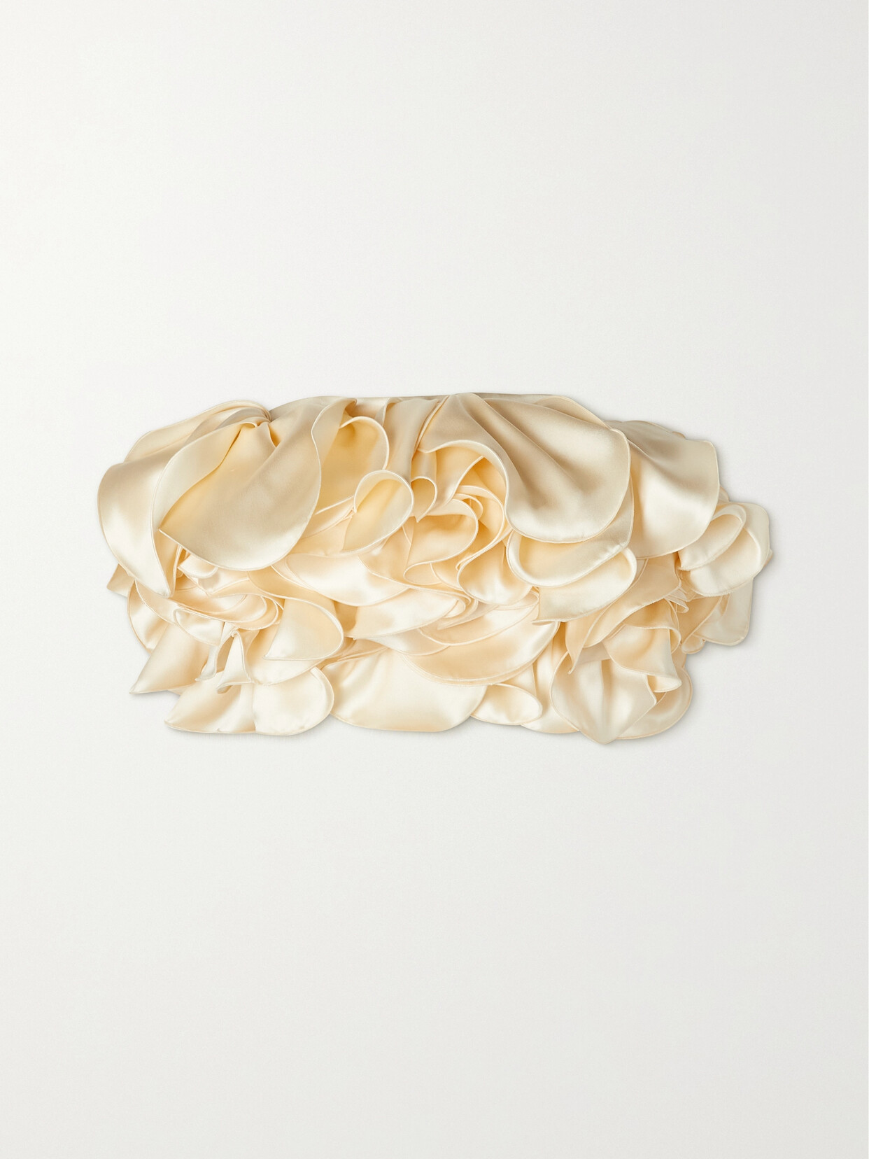 Magda Butrym Strapless Cropped Ruffled Wool-blend Satin Top