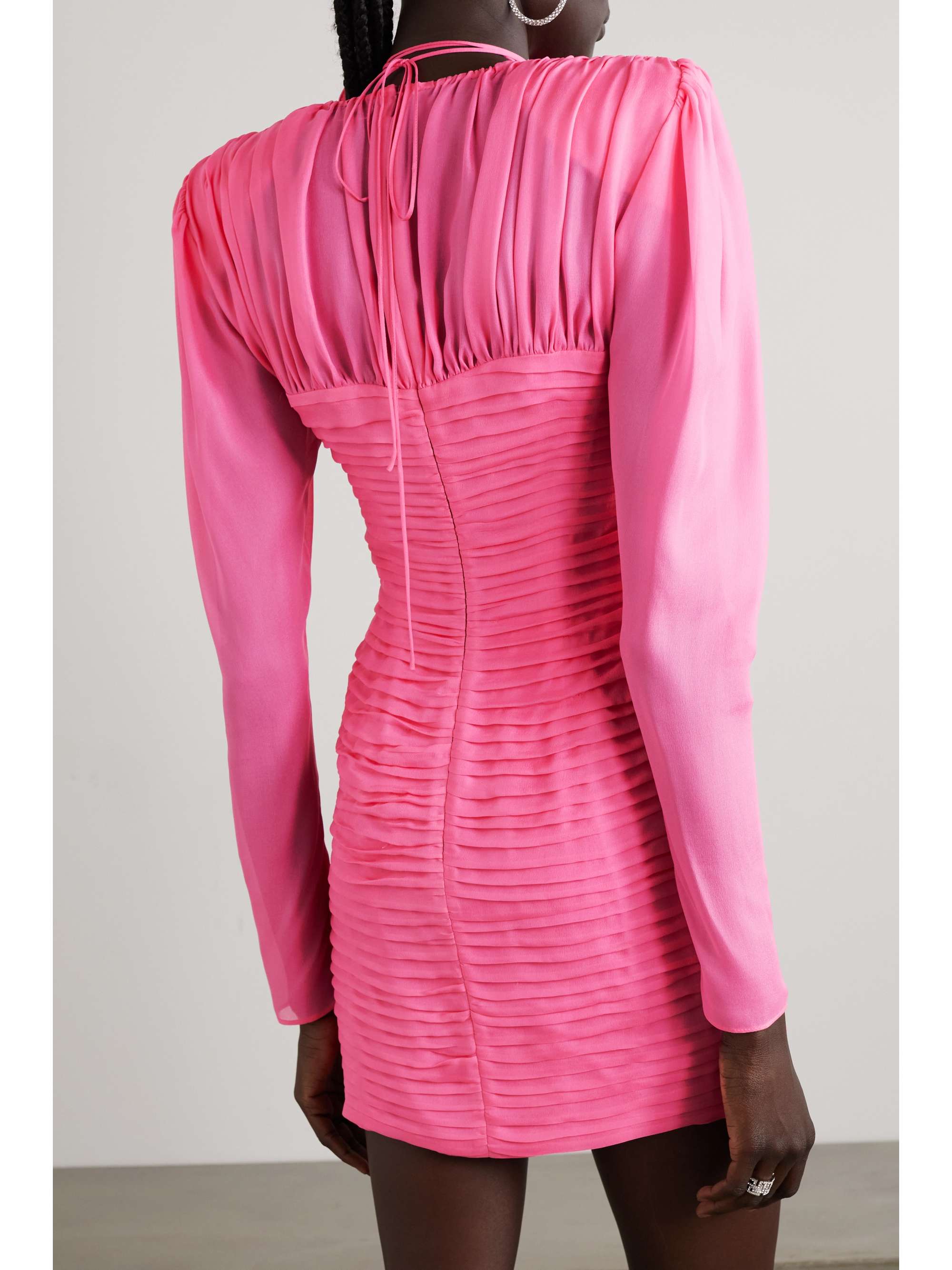 MAGDA BUTRYM Appliquéd pintucked silk-organza mini dress