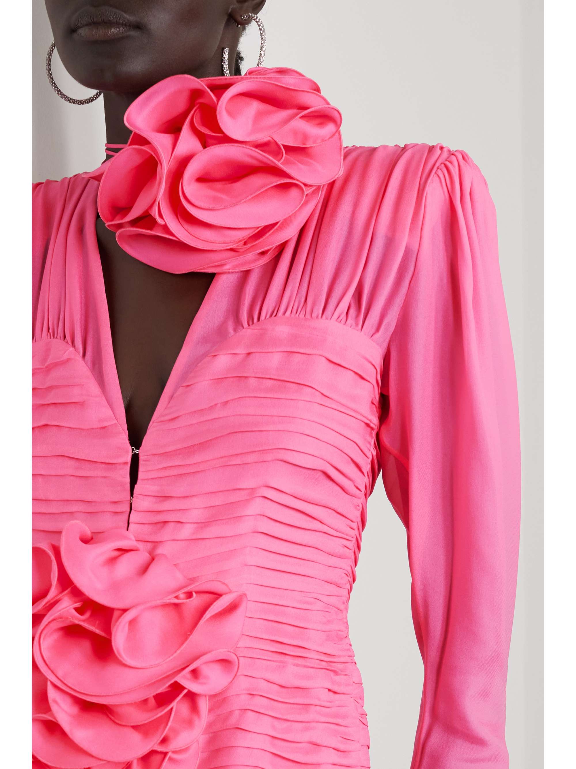 MAGDA BUTRYM Appliquéd pintucked silk-organza mini dress