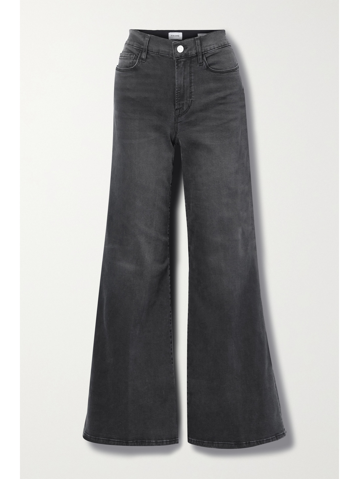 Frame Ali Wide Crop Faded High-rise Wide-leg Jeans In Gray