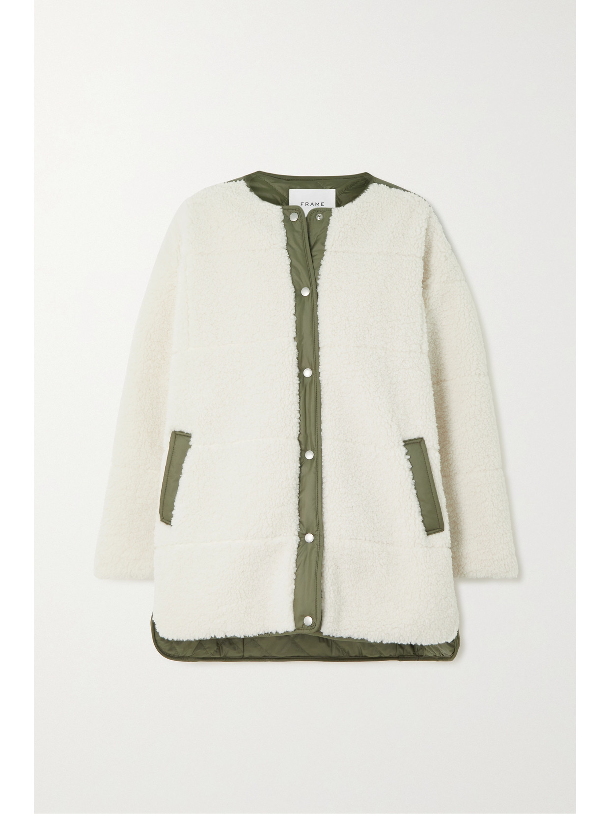 FRAME - Oversized Recycled Quilted Fleece And Shell Jacket - Cream