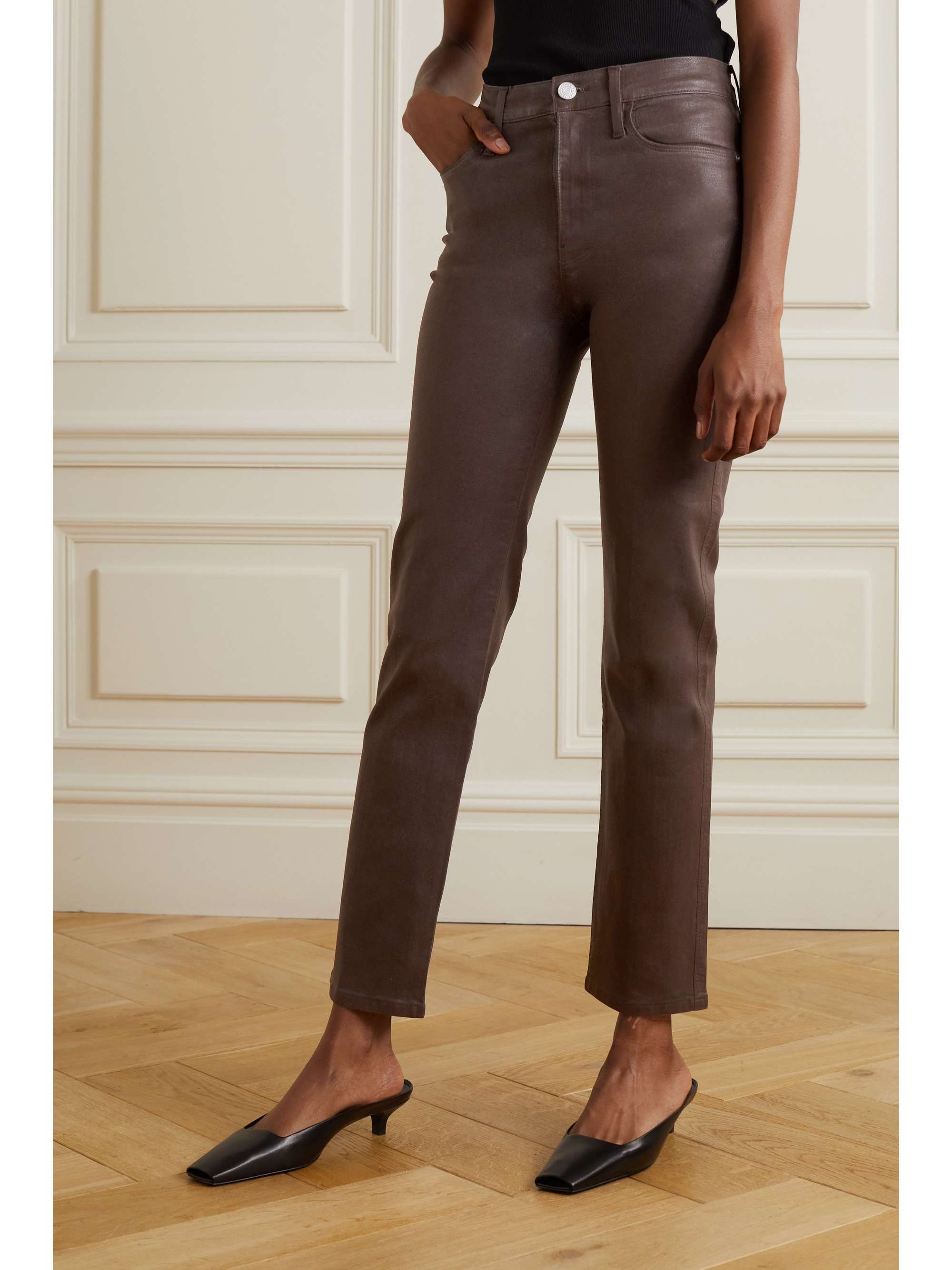7 For All Mankind chocolate Brown Coated Jeans Store