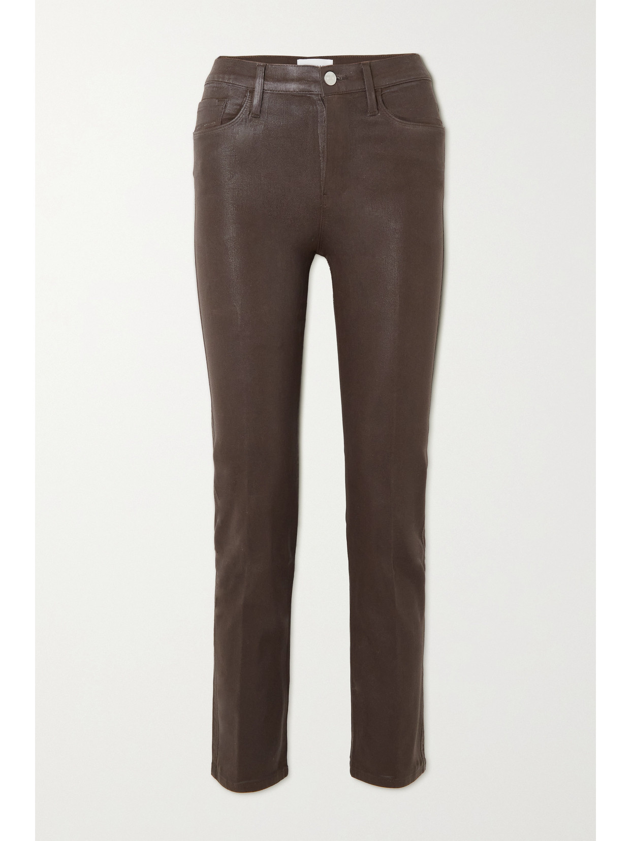 Frame Le Sylvie Coated Highrise Slimleg Jeans In Brown ModeSens