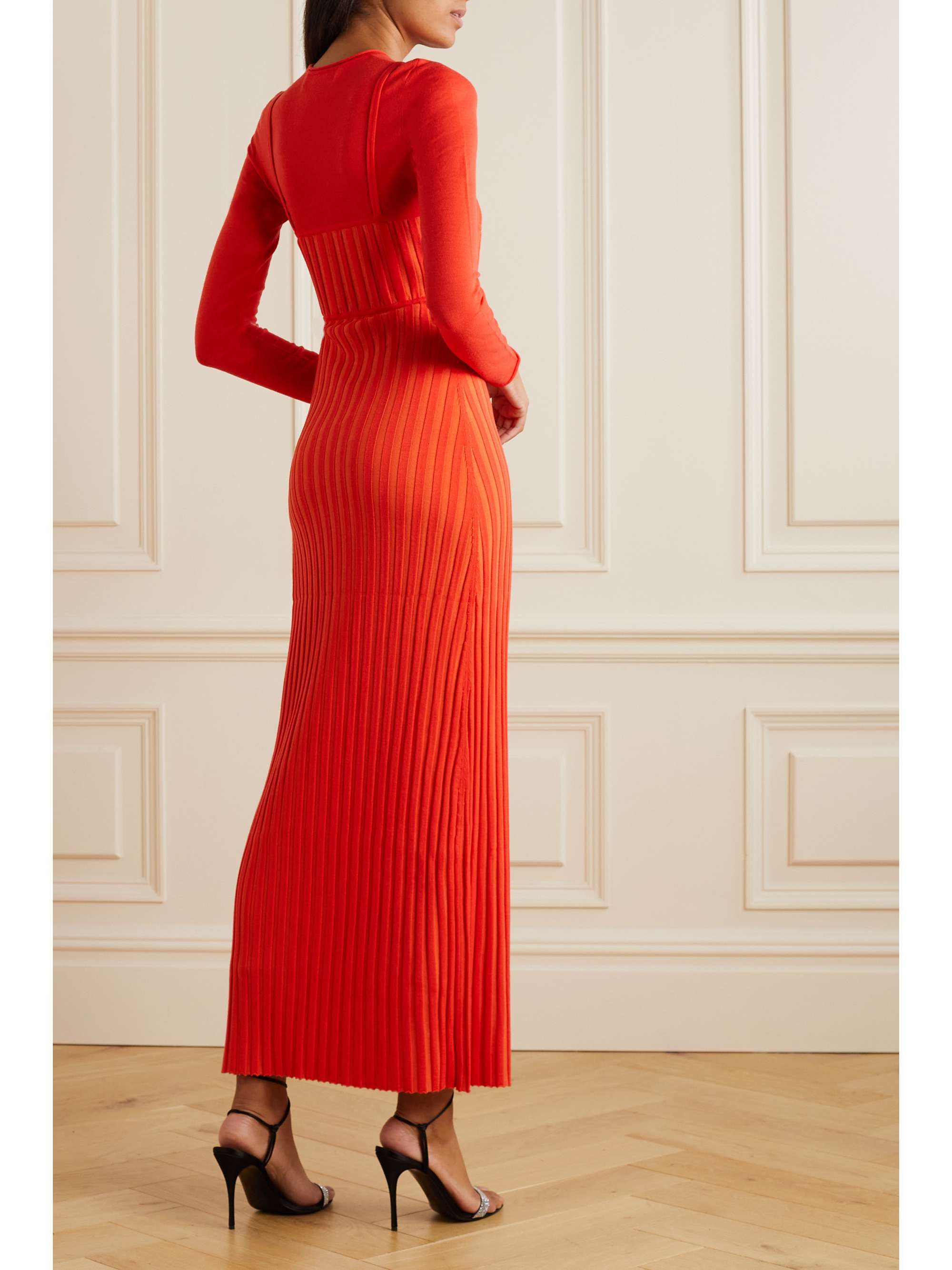 DION LEE Layered ribbed merino wool-blend maxi dress