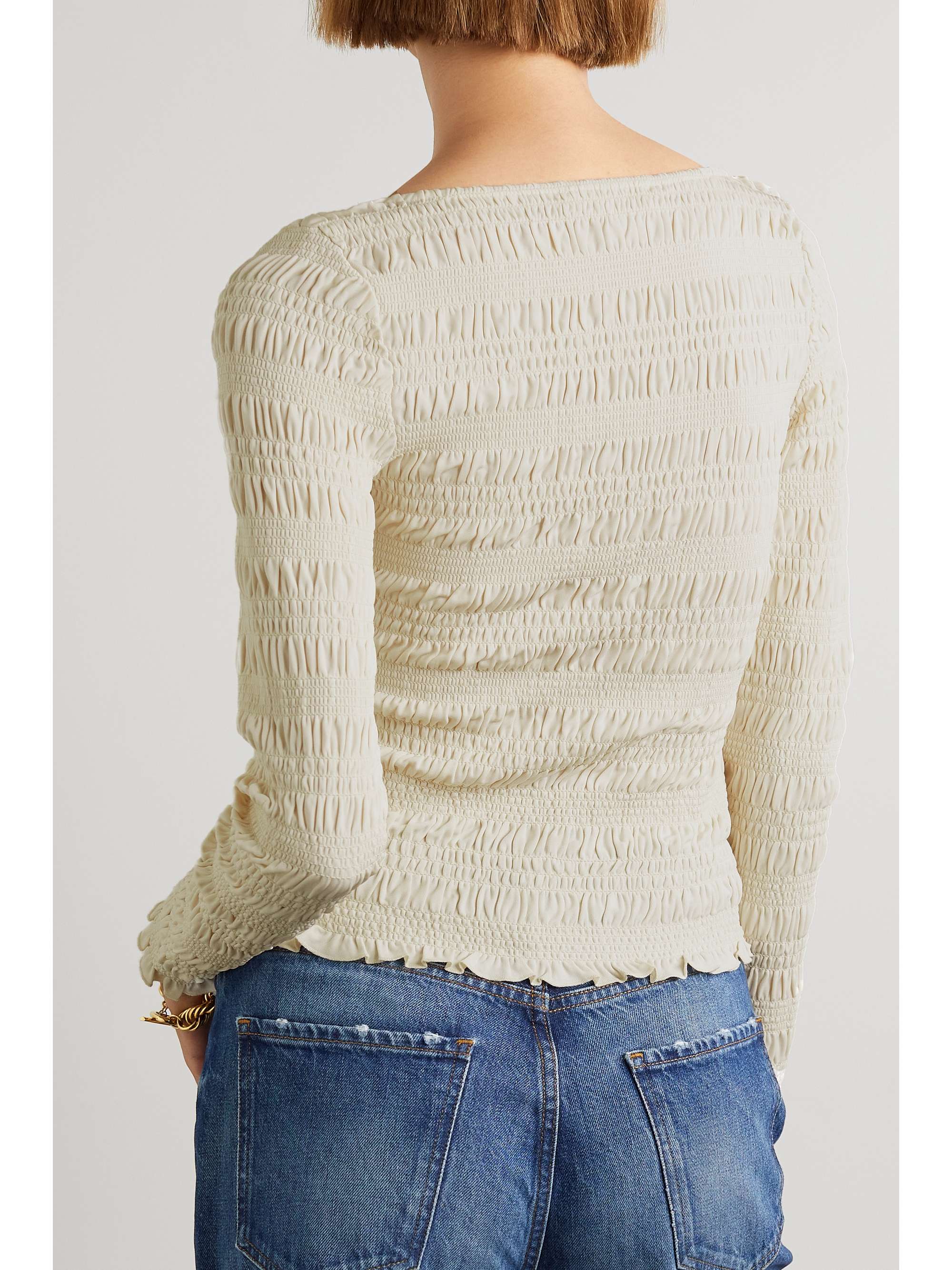 FRAME Shirred jersey top NETAPORTER