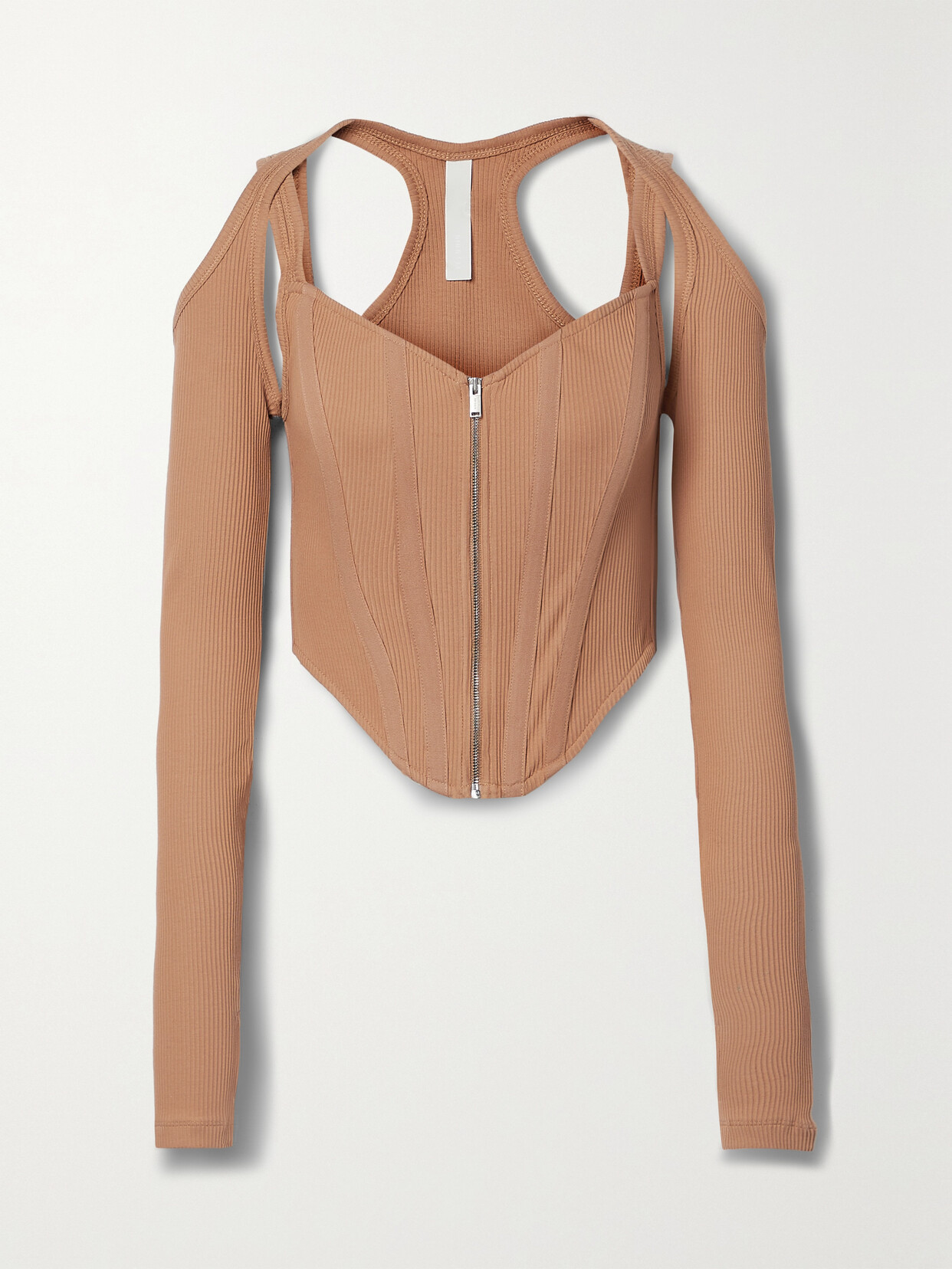 DION LEE CUTOUT RIBBED STRETCH-COTTON JERSEY TOP