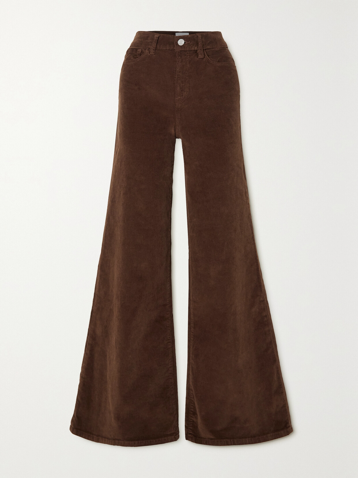 Frame Le Palazzo Wide-leg High-rise Cotton-blend Trousers In Brown