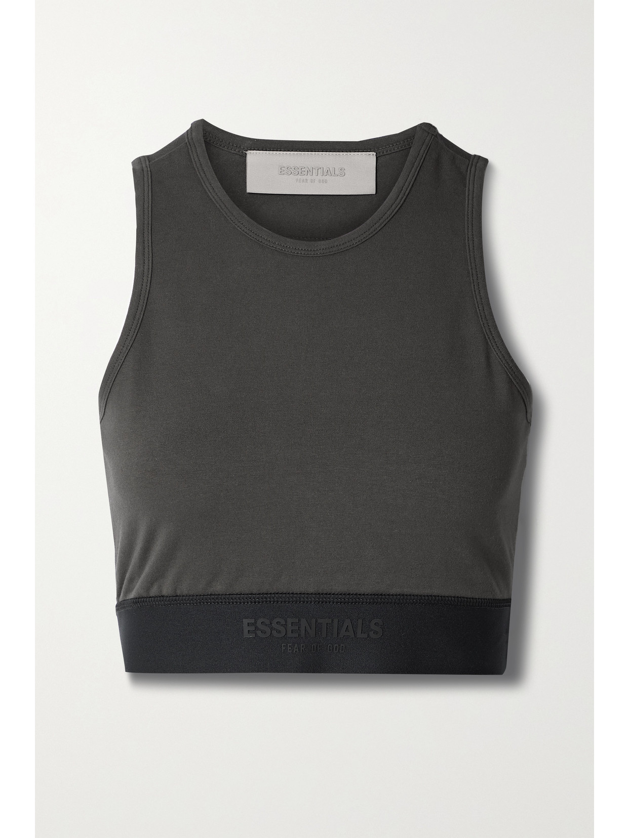 Essentials Stretch-cotton Jersey Sports Bra In Green