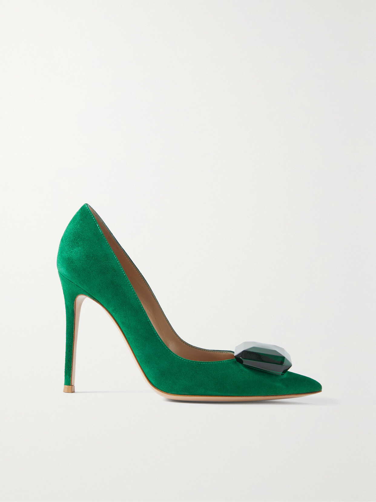 Gianvito Rossi 105 Embellished Suede Pumps In Green