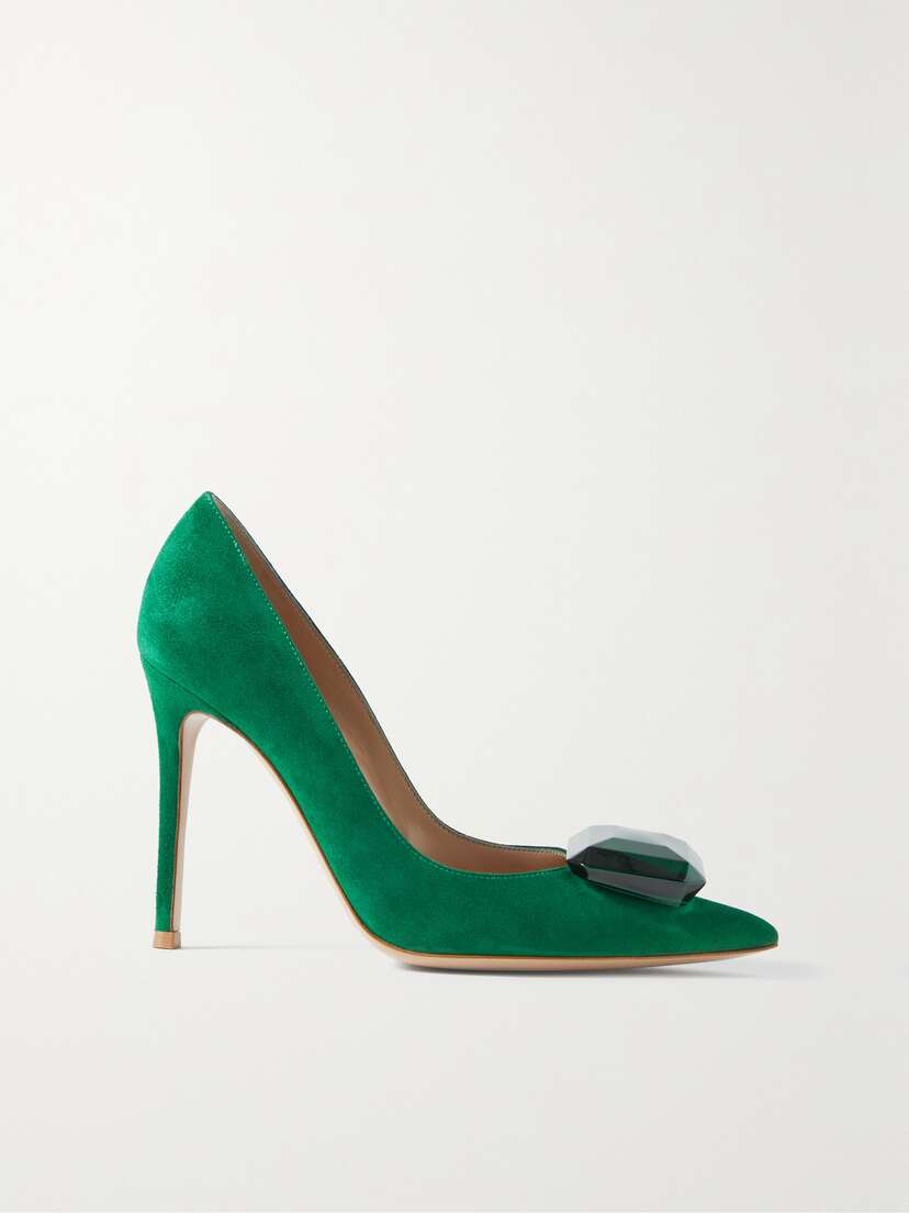 Gianvito Rossi 105 Embellished Suede Pumps