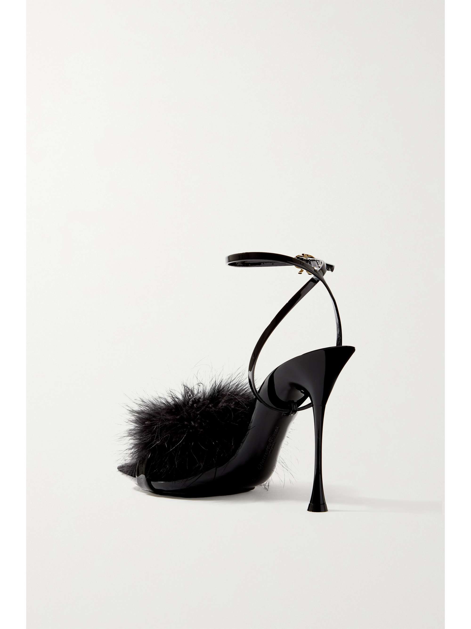 GIANVITO ROSSI Spice Plume 95 feather-embellished patent-leather sandals