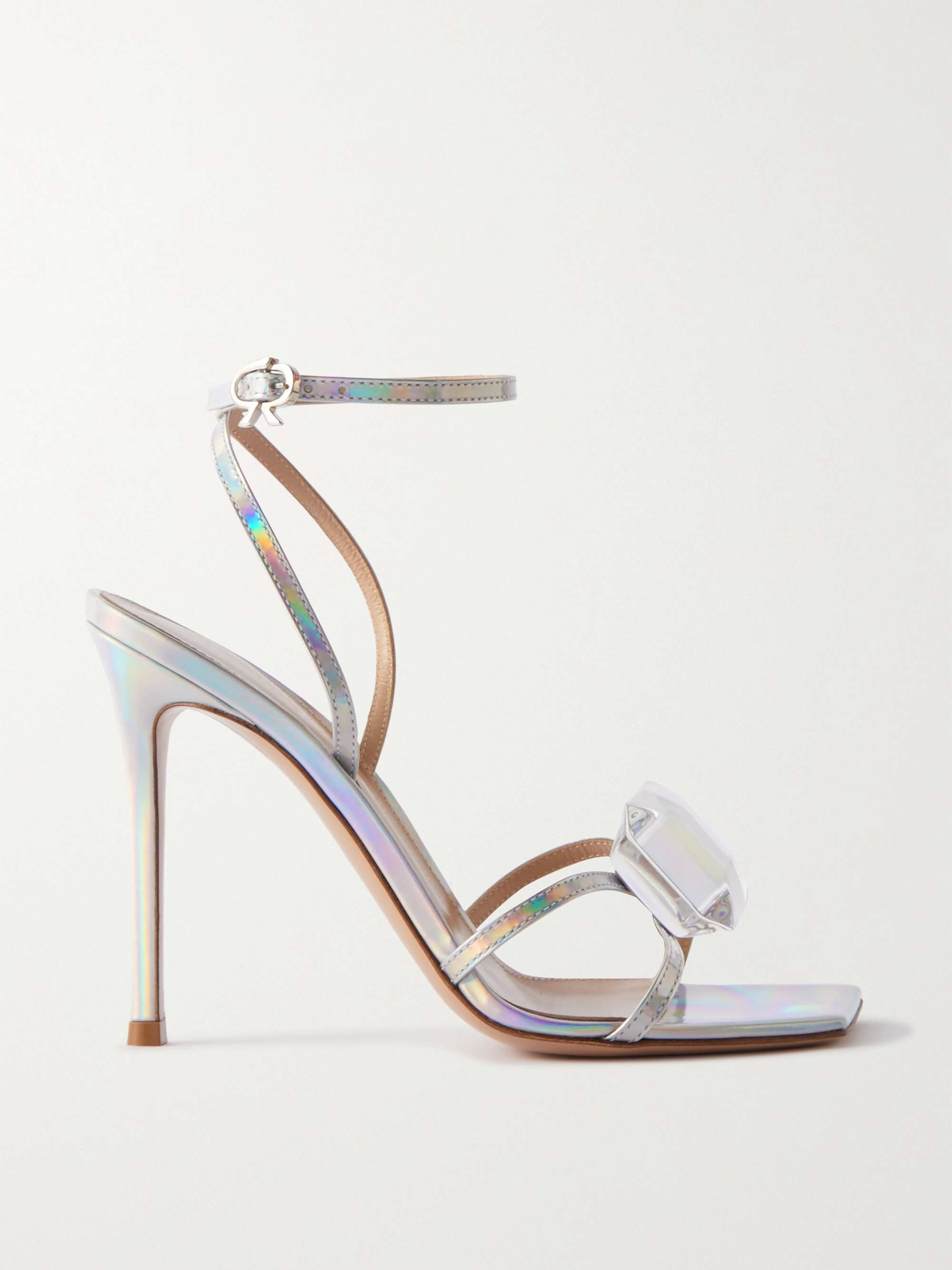 GIANVITO ROSSI 105 crystal-embellished metallic leather sandals | NET-A ...