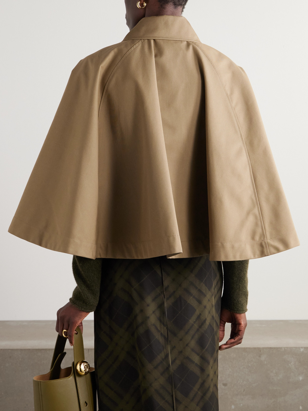 Burberry Cropped Gabardine Cape In Brown