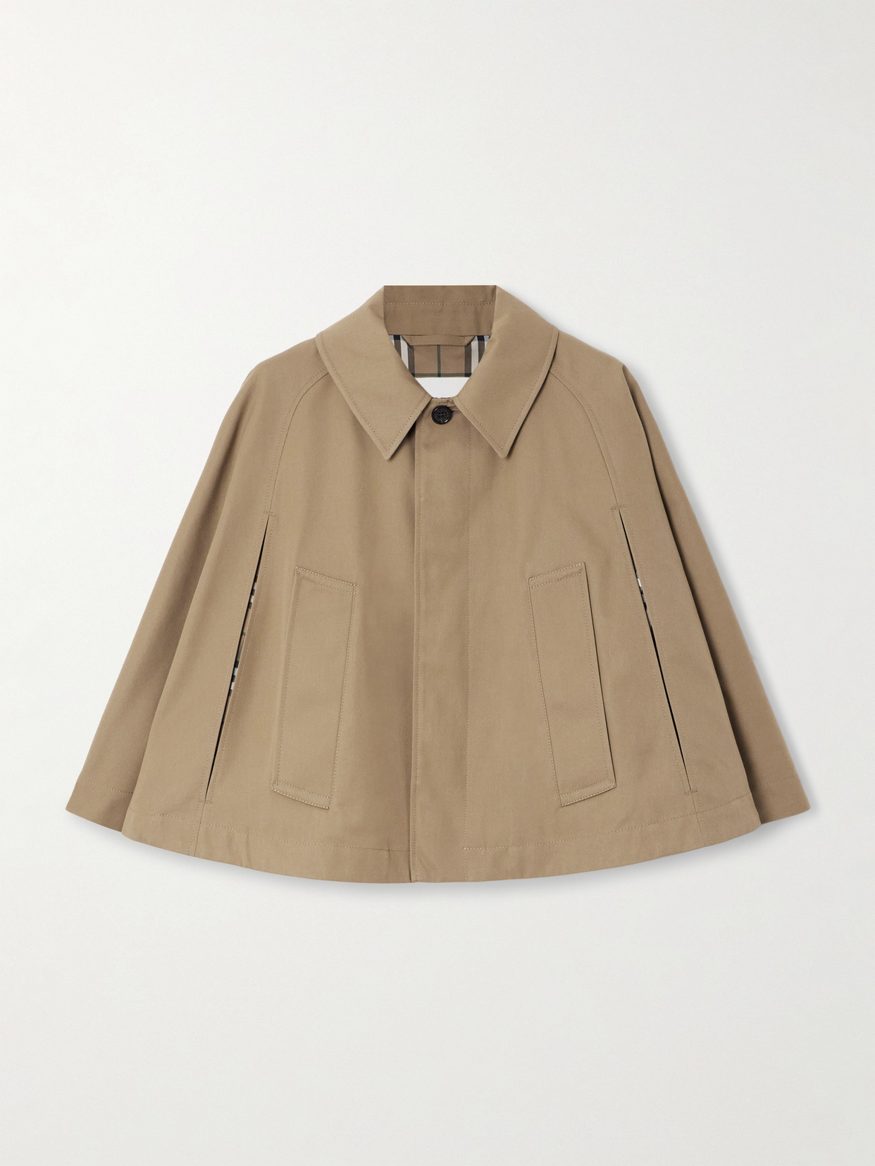 Burberry Cropped Gabardine Cape In Brown