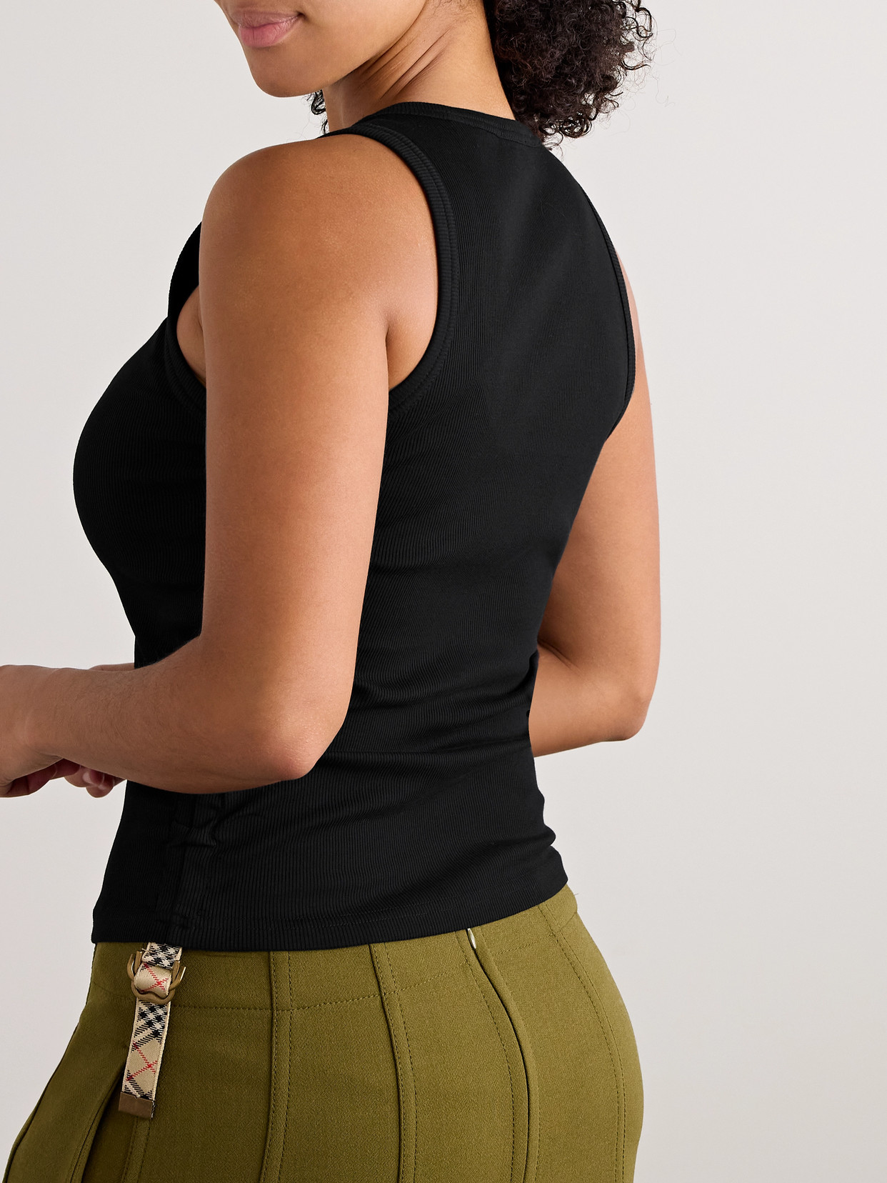 Burberry Cotton-blend Gathered Tank Top In Black