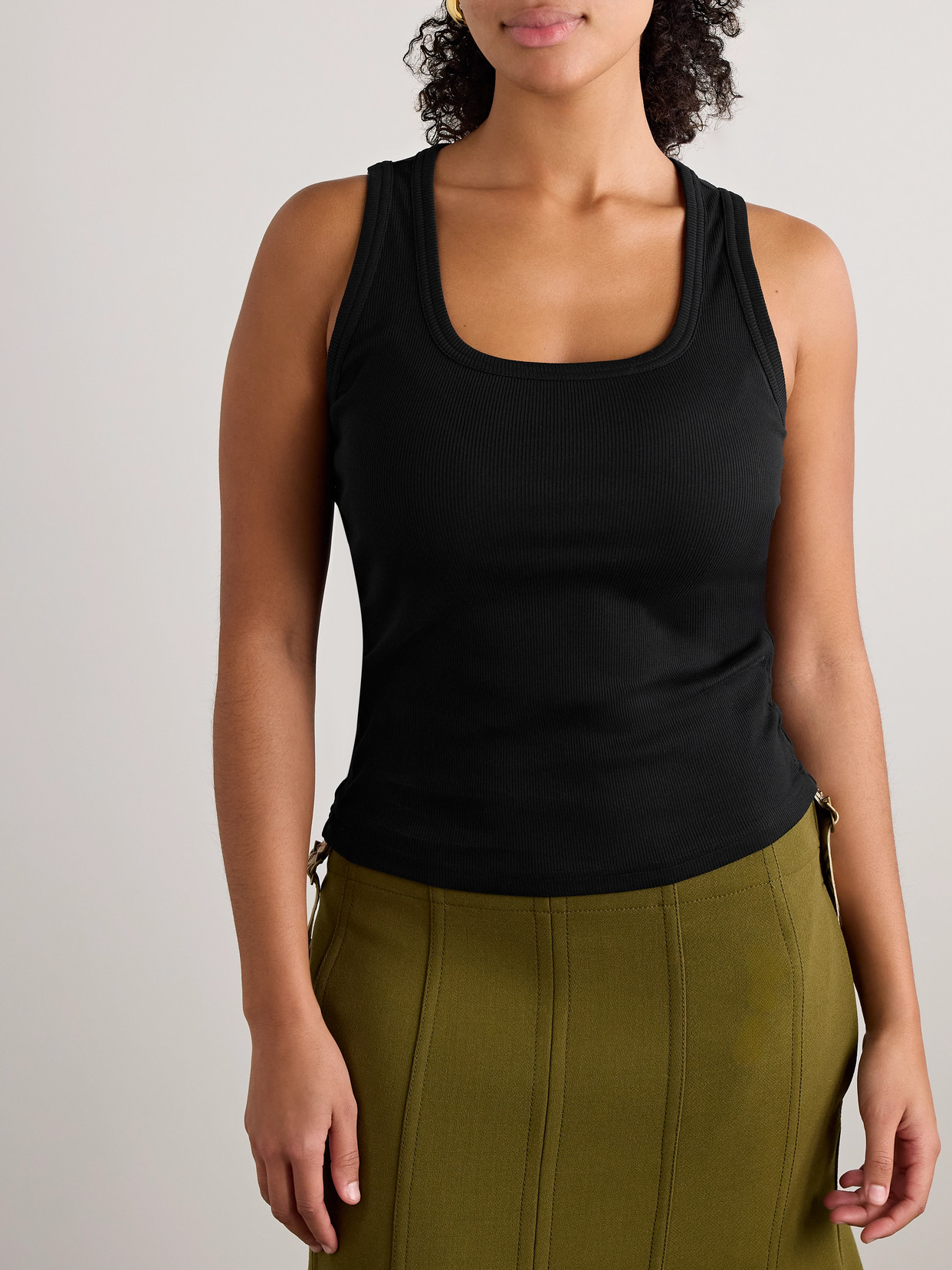 Burberry Cotton-blend Gathered Tank Top In Black