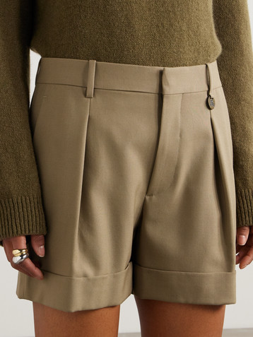 Burberry Embellished pleated wool shorts