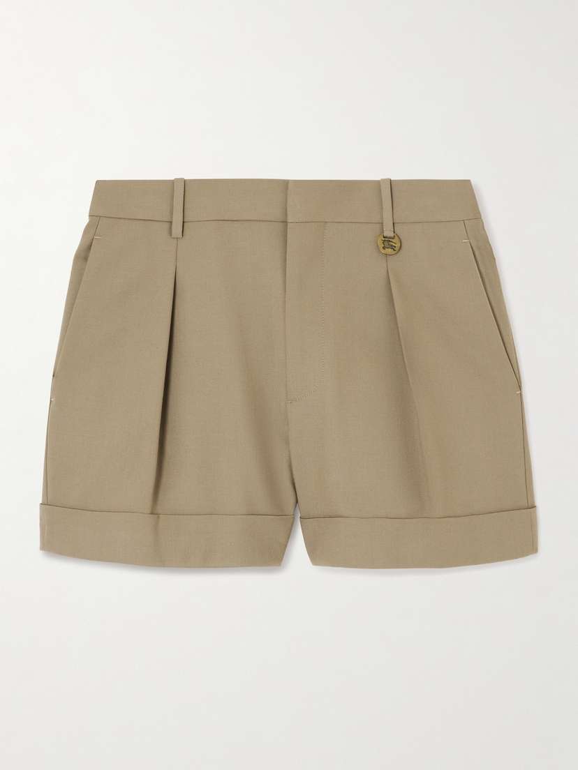 Burberry Embellished Pleated Wool Shorts