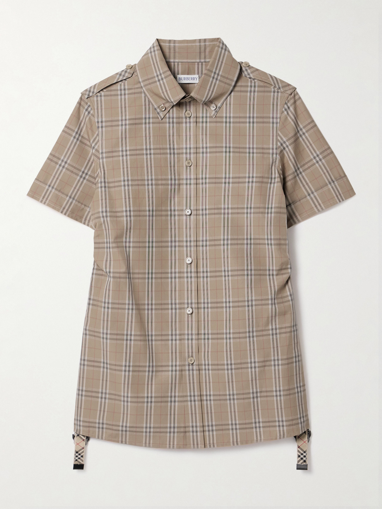 Burberry - Buckled Ruched Checked Cotton-poplin Shirt - Brown