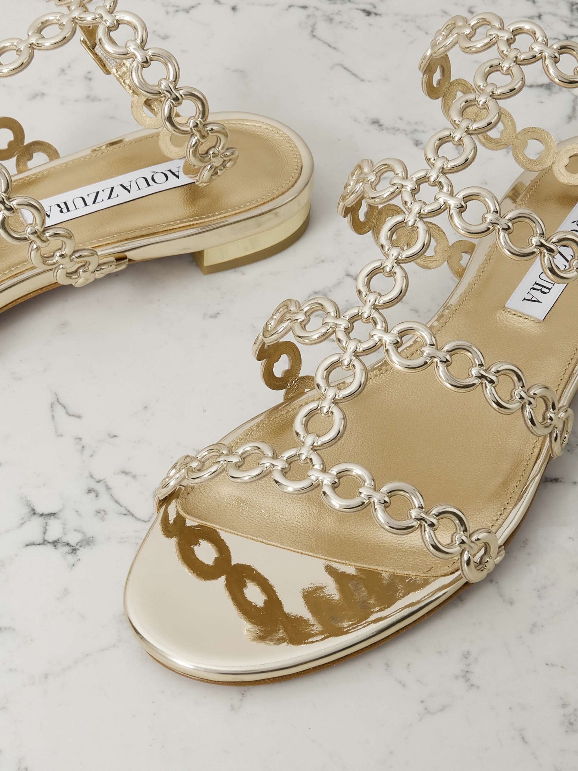 AQUAZZURA Infinity metallic sandals | NET-A-PORTER