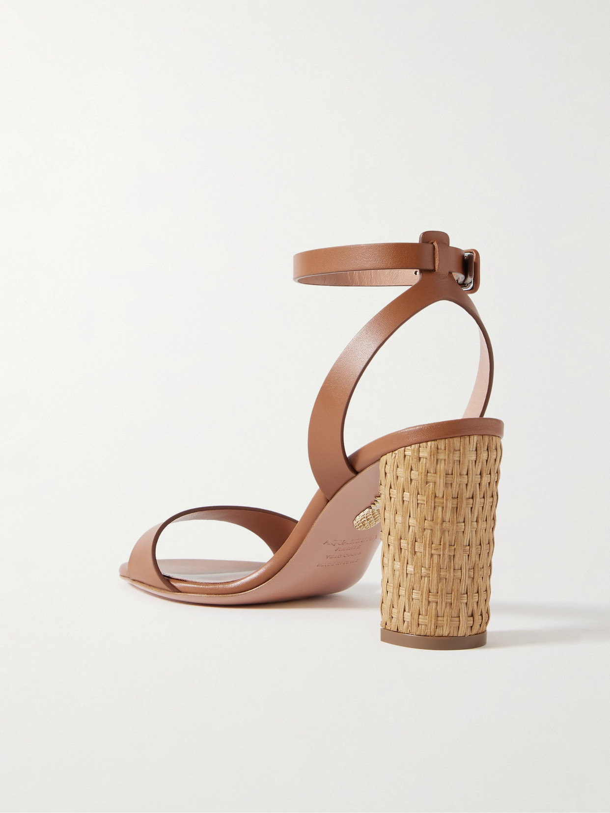 Aquazzura 85mm Sunseeker Woven-block Leather Sandals In Brown