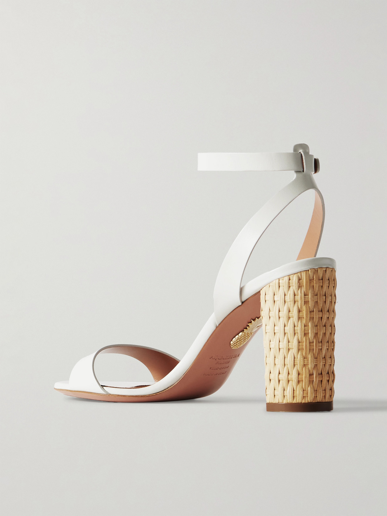 Aquazzura Sunseeker Leather Ankle-strap Sandals In White