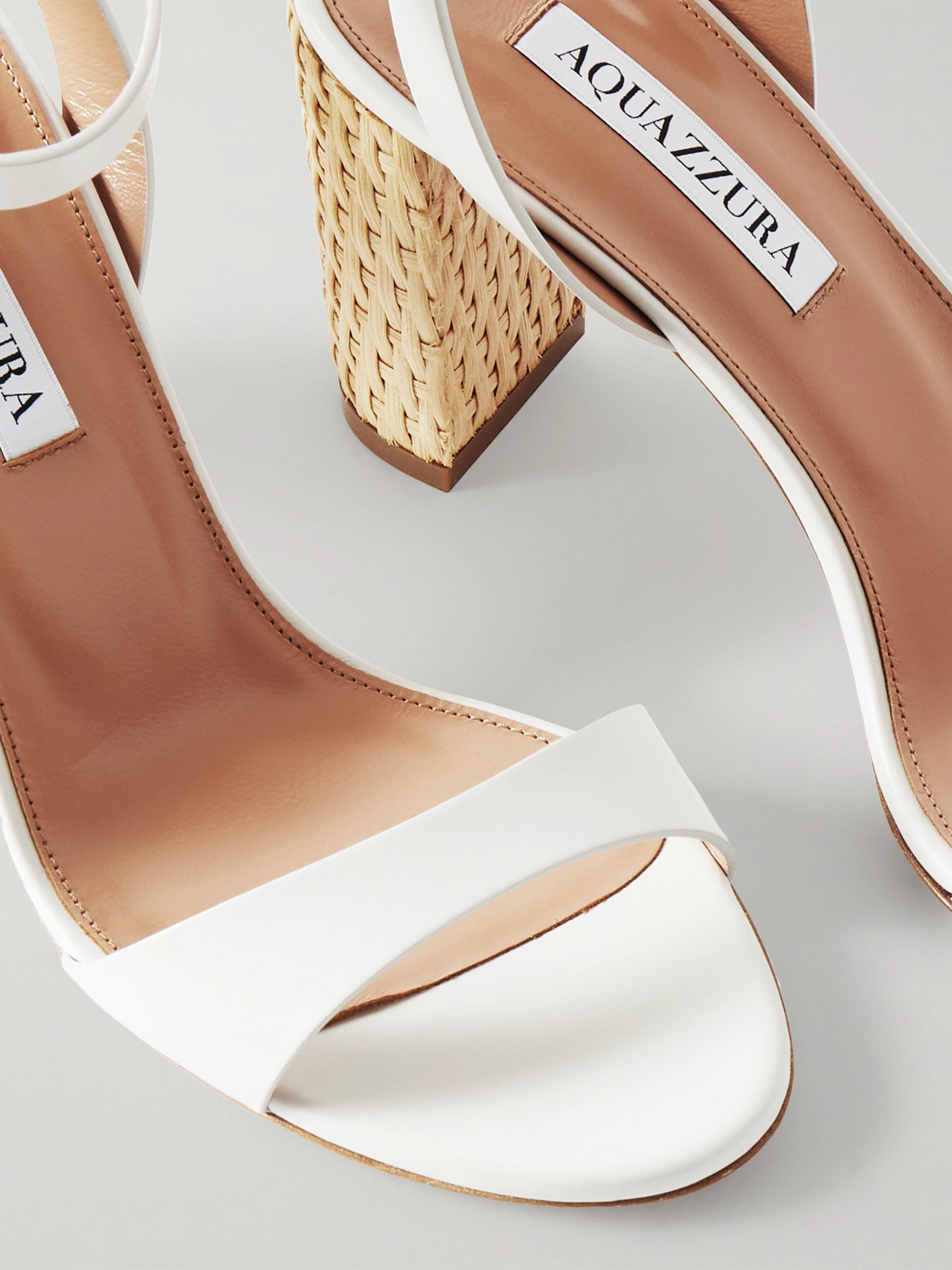 Aquazzura Sunseeker Leather Ankle-strap Sandals In White