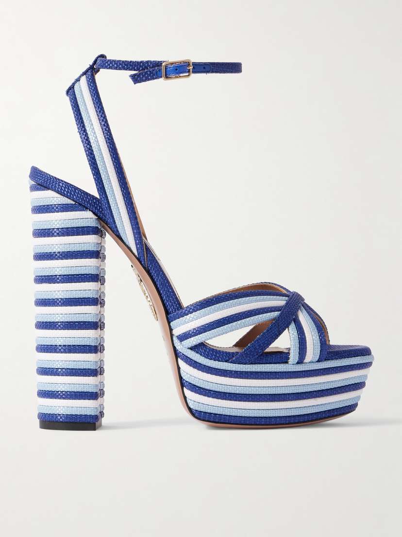 Aquazzura Sundance Plateau 140 Braided Faux Raffia Platform Sandals