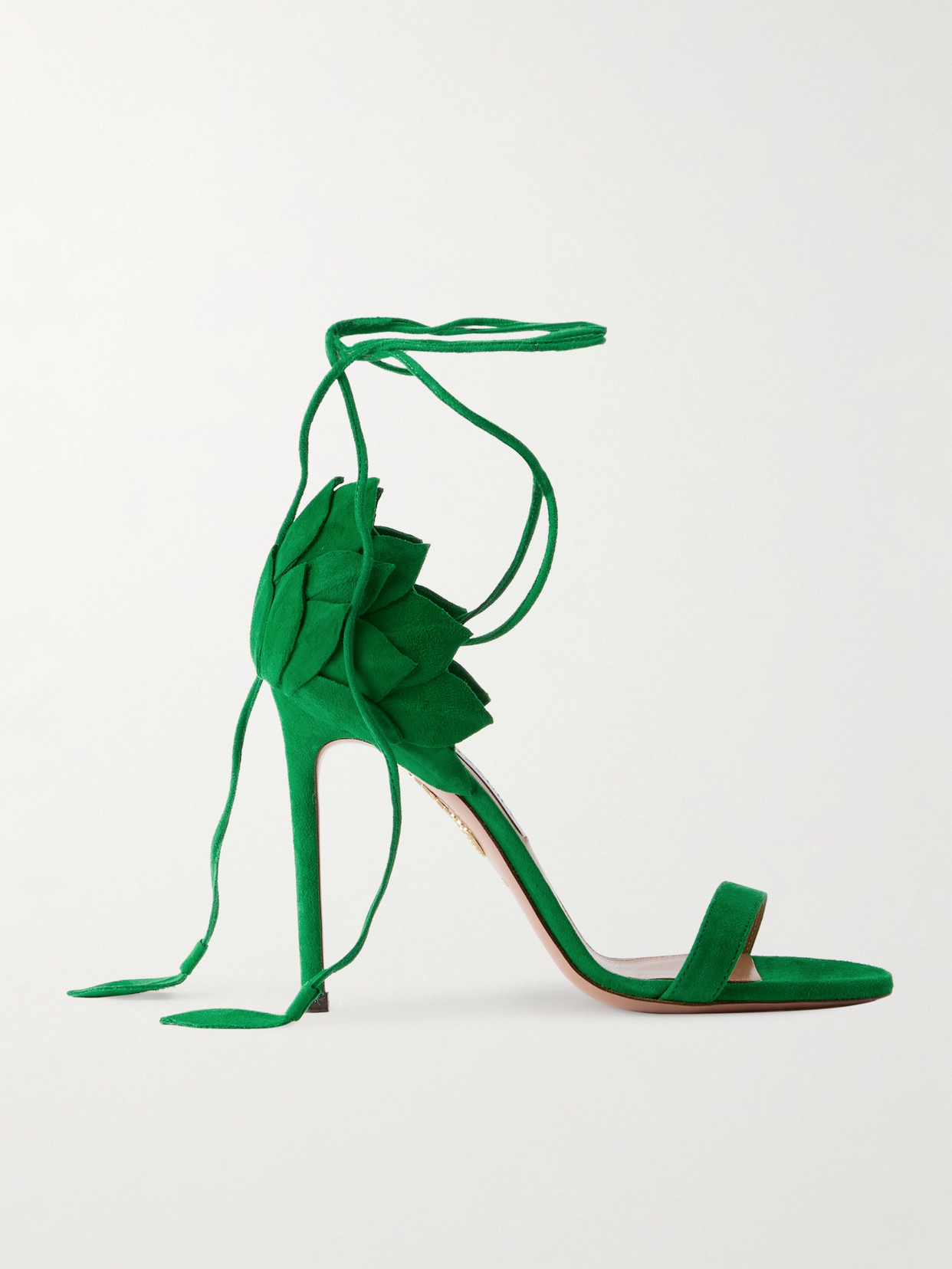 Aquazzura Hibiscus 105 Lace-up Suede Sandals In Green
